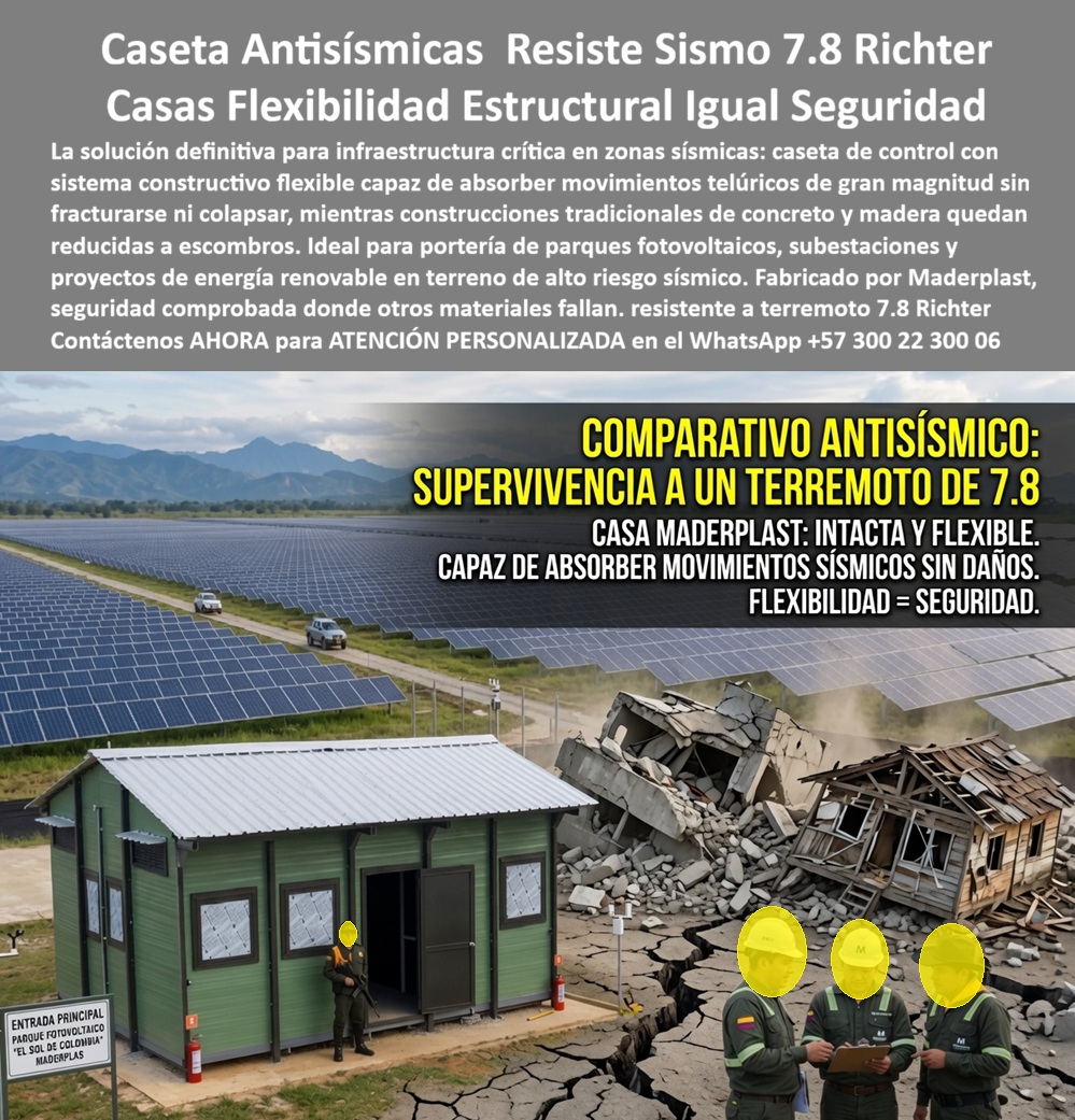 Construcciones Antisísmicas Anti Huracán Elasticidad Estructural Maderplast - CONSTRUCCIONES ANTISÍSMICAS ANTI HURACÁN ELASTICIDAD ESTRUCTURAL MADERPLAST PARA INFRAESTRUCTURA CRÍTICA Las Construcciones Antisísmicas Anti Huracán Elasticidad Estructural Maderplast, constituidas por Estructuras a prueba de fenómenos naturales, Infraestructura Resiliente de Alta Durabilidad, el Sistema Constructivo Resiliente Infraestructura Crítica y el modelo Casa sismos, representan la tecnología de vanguardia para la protección de activos en zonas de alto riesgo. La imagen ilustra un análisis comparativo tras un evento telúrico de magnitud 7.8 en la escala de Richter: en primer plano, la caseta de control Maderplast verde con acabados técnicos permanece intacta, funcional y flexible en la entrada del parque fotovoltaico "El Sol de Colombia", mientras a su lado las construcciones convencionales de concreto y madera han colapsado reducidas a escombros sobre un terreno agrietado. Un grupo de ingenieros y personal de seguridad inspecciona la zona comprobando la estabilidad absoluta del sistema. El encabezado de la pieza gráfica detalla: "Caseta Antisísmicas Resiste Sismo 7.8 Richter Casas Flexibilidad Estructural Igual Seguridad. La solución definitiva para infraestructura crítica en zonas sísmicas: caseta de control con sistema constructivo flexible capaz de absorber movimientos telúricos de gran magnitud sin fracturarse ni colapsar, mientras construcciones tradicionales de concreto y madera quedan reducidas a escombros. Ideal para portería de parques fotovoltaicos, subestaciones y proyectos de energía renovable en terreno de alto riesgo sísmico. Fabricado por Maderplast, seguridad comprobada donde otros materiales fallan. resistente al terremoto 7.8 Richter. Contáctenos AHORA para ATENCIÓN PERSONALIZADA en el WhatsApp +57 300 22 300 06". La edificación de subestaciones, porterías y centros de control en parques solares, eólicos o proyectos hidroeléctricos utilizando mampostería rígida o estructuras de concreto tradicional conlleva un elevado riesgo de colapso catastrófico ante sismos severos y vientos de huracán. La implementación de placas macizas de polipropileno y paneles plásticos estructurales Maderplast como reemplazo del fenólico y del concreto rígido elimina este peligro. Gracias a su alta elasticidad estructural y memoria mecánica, estos sistemas modulares absorben y disipan las ondas sísmicas sin fracturarse, garantizando la continuidad operativa de la infraestructura crítica en situaciones de desastre natural. En el desarrollo de campamentos, cerramientos y la construcción moldes para concreto o módulos habitacionales, los paneles para encofrado, tableros para encofrado, placas para encofrados y placas para formaletas Maderplast destacan por su máxima ligereza, estanqueidad e inmunidad biológica. A diferencia de las estructuras convencionales de madera propensas a la pudrición o de mampostería susceptible a grietas estructurales, este sistema de formaletas reutilizables y encofrados reutilizables en paredes y placas no se degrada ante la intemperie severa, la radiación UV ni el agua. Esta tecnología acelera la construcción industrializada y la construcción acelerada, asegurando un costo total de propiedad (TCO) drásticamente reducido. Las soluciones constructivas e ingeniería anticorrosiva Maderplast demuestran que las edificaciones de la competencia, aun siendo económicas o regaladas, resultan extremadamente costosas por su fragilidad estructural, pérdidas totales tras eventos naturales, riesgos para las vidas humanas y costos multimillonarios de reconstrucción. Maderplast asegura acabados estructurales, acabados permanentes y acabados arquitectónicos que entregan seguridad real sin requerir gastos de pintura ni mantenimientos futuros. Todas las unidades son producidas en plantas certificadas bajo norma ISO 9001 en diseño y desarrollo e ISO 14001 en gestión ambiental, con estrictas pruebas de carga en laboratorio. "DIRECTOR GENERAL DE OBRA — CONSTRUCTORA BOLÍVAR S.A. Sustituir las mamposterías tradicionales por los sistemas constructivos resilientes y casetas antisísmicas Maderplast en la infraestructura de nuestros parques energéticos nos garantiza una estructura 100% inmune a sismos y vientos de alta velocidad. Aceleramos el montaje un 40% y entregamos un activo indestructible.'" Para la verificación de la capacidad de absorción dinámica, pruebas sísmicas bajo norma NSR, memorias de cálculo, planos acotados o inspección de ensayos en video (como las pruebas de resistencia extrema Maderplast ante retroexcavadora y rotomartillo en YouTube: youtube.com/watch?v=doRIRlOAgX8, pruebas en estructuras en youtube.com/watch?v=IwzorusG2ss y modelos habitacionales en youtube.com/watch?v=TbUhZ6y9vrM), el equipo proyectista e ingenieros de obra pueden solicitar la documentación respaldada. Contacto directo con el Departamento de Ingeniería para asesoría personalizada. Ing. Soporte Técnico: (+57) 300 22 300 06. Estructuras a prueba de fenómenos naturales, Infraestructura Resiliente de Alta Durabilidad, Sistema Constructivo Resiliente Infraestructura Crítica, Casa sismos Construcciones Antisísmicas Anti Huracán Elasticidad Estructural Maderplast Estructuras a prueba de fenómenos naturales Infraestructura Resiliente de Alta Durabilidad Sistema Constructivo Resiliente Infraestructura Crítica Casa sismos CONSTRUCCIONES ANTISÍSMICAS ANTI HURACÁN ELASTICIDAD ESTRUCTURAL MADERPLAST PARA INFRAESTRUCTURA CRÍTICA Las Construcciones Antisísmicas Anti Huracán Elasticidad Estructural Maderplast, constituidas por Estructuras a prueba de fenómenos naturales, Infraestructura Resiliente de Alta Durabilidad, el Sistema Constructivo Resiliente Infraestructura Crítica y el modelo Casa sismos, representan la tecnología de vanguardia para la protección de activos en zonas de alto riesgo. La imagen ilustra un análisis comparativo tras un evento telúrico de magnitud 7.8 en la escala de Richter: en primer plano, la caseta de control Maderplast verde con acabados técnicos permanece intacta, funcional y flexible en la entrada del parque fotovoltaico "El Sol de Colombia", mientras a su lado las construcciones convencionales de concreto y madera han colapsado reducidas a escombros sobre un terreno agrietado. Un grupo de ingenieros y personal de seguridad inspecciona la zona comprobando la estabilidad absoluta del sistema. El encabezado de la pieza gráfica detalla: "Caseta Antisísmicas Resiste Sismo 7.8 Richter Casas Flexibilidad Estructural Igual Seguridad. La solución definitiva para infraestructura crítica en zonas sísmicas: caseta de control con sistema constructivo flexible capaz de absorber movimientos telúricos de gran magnitud sin fracturarse ni colapsar, mientras construcciones tradicionales de concreto y madera quedan reducidas a escombros. Ideal para portería de parques fotovoltaicos, subestaciones y proyectos de energía renovable en terreno de alto riesgo sísmico. Fabricado por Maderplast, seguridad comprobada donde otros materiales fallan. resistente al terremoto 7.8 Richter. Contáctenos AHORA para ATENCIÓN PERSONALIZADA en el WhatsApp +57 300 22 300 06". La edificación de subestaciones, porterías y centros de control en parques solares, eólicos o proyectos hidroeléctricos utilizando mampostería rígida o estructuras de concreto tradicional conlleva un elevado riesgo de colapso catastrófico ante sismos severos y vientos de huracán. La implementación de placas macizas de polipropileno y paneles plásticos estructurales Maderplast como reemplazo del fenólico y del concreto rígido elimina este peligro. Gracias a su alta elasticidad estructural y memoria mecánica, estos sistemas modulares absorben y disipan las ondas sísmicas sin fracturarse, garantizando la continuidad operativa de la infraestructura crítica en situaciones de desastre natural. En el desarrollo de campamentos, cerramientos y la construcción moldes para concreto o módulos habitacionales, los paneles para encofrado, tableros para encofrado, placas para encofrados y placas para formaletas Maderplast destacan por su máxima ligereza, estanqueidad e inmunidad biológica. A diferencia de las estructuras convencionales de madera propensas a la pudrición o de mampostería susceptible a grietas estructurales, este sistema de formaletas reutilizables y encofrados reutilizables en paredes y placas no se degrada ante la intemperie severa, la radiación UV ni el agua. Esta tecnología acelera la construcción industrializada y la construcción acelerada, asegurando un costo total de propiedad (TCO) drásticamente reducido. Las soluciones constructivas e ingeniería anticorrosiva Maderplast demuestran que las edificaciones de la competencia, aun siendo económicas o regaladas, resultan extremadamente costosas por su fragilidad estructural, pérdidas totales tras eventos naturales, riesgos para las vidas humanas y costos multimillonarios de reconstrucción. Maderplast asegura acabados estructurales, acabados permanentes y acabados arquitectónicos que entregan seguridad real sin requerir gastos de pintura ni mantenimientos futuros. Todas las unidades son producidas en plantas certificadas bajo norma ISO 9001 en diseño y desarrollo e ISO 14001 en gestión ambiental, con estrictas pruebas de carga en laboratorio. "DIRECTOR GENERAL DE OBRA — CONSTRUCTORA BOLÍVAR S.A. Sustituir las mamposterías tradicionales por los sistemas constructivos resilientes y casetas antisísmicas Maderplast en la infraestructura de nuestros parques energéticos nos garantiza una estructura 100% inmune a sismos y vientos de alta velocidad. Aceleramos el montaje un 40% y entregamos un activo indestructible.'" Para la verificación de la capacidad de absorción dinámica, pruebas sísmicas bajo norma NSR, memorias de cálculo, planos acotados o inspección de ensayos en video (como las pruebas de resistencia extrema Maderplast ante retroexcavadora y rotomartillo en YouTube: youtube.com/watch?v=doRIRlOAgX8, pruebas en estructuras en youtube.com/watch?v=IwzorusG2ss y modelos habitacionales en youtube.com/watch?v=TbUhZ6y9vrM), el equipo proyectista e ingenieros de obra pueden solicitar la documentación respaldada. Contacto directo con el Departamento de Ingeniería para asesoría personalizada. Ing. Soporte Técnico: (+57) 300 22 300 06.