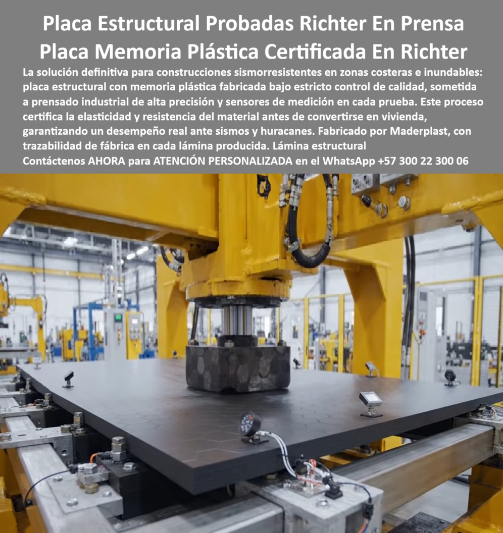 Construcciones Pruebas Antisísmicas Prueba Anti Huracán Elasticidad Maderplast - Placas estructurales con memoria plástica certificadas en pruebas Richter resuelven las construcciones sismo-resistentes en zonas costeras e inundables. Maderplast fabrica estas láminas de alta ingeniería bajo estricto control de calidad, sometidas a prensado industrial de alta precisión y sensores de medición en cada ensayo. El proceso certifica la elasticidad y la resistencia del material antes de convertirse en vivienda o infraestructura, garantizando un desempeño real ante sismos y huracanes. En regiones de amenaza sísmica o exposición a vientos extremos el problema central es la capacidad del material para absorber energía y recuperar su forma sin fallar. Estas placas con memoria plástica estructural entregan exactamente esa capacidad. Cada lámina sale de fábrica con trazabilidad completa y con evidencia de haber superado ensayos de carga controlada. El sistema constructivo resiliente resultante permite edificar casas e infraestructura crítica con mayor seguridad y menor riesgo de colapso o daño irreversible. El material combina resistencia mecánica con comportamiento elástico que disipa energía. No se fractura de manera frágil bajo cargas dinámicas y mantiene integridad después de eventos extremos. La construcción en zonas costeras e inundables gana una herramienta de ingeniería que reduce la vulnerabilidad y acelera la recuperación post-evento. El costo total de propiedad baja porque se evitan reforzamientos posteriores y se prolonga la vida útil de la estructura. Los sistemas convencionales de menor elasticidad o sin certificación de desempeño dinámico, aunque lleguen a precio inicial bajo, terminan resultando carísimos por daños, reparaciones y pérdida de operatividad después de un sismo o huracán. Maderplast entrega una solución de ingeniería validada que convierte cada placa en un componente confiable de infraestructura crítica. Las plantas cuentan con certificación ISO 9001 en diseño y fabricación e ISO 14001 ambiental, y las piezas se validan con pruebas de laboratorio exigentes. Un ingeniero estructural de un proyecto en zona costera comentó: “Especificamos las placas con memoria plástica Maderplast después de revisar los ensayos en prensa. La trazabilidad y el comportamiento elástico nos dieron la confianza para usarla en viviendas sismo-resistentes. Cualquier alternativa sin esa evidencia, aunque nos la regalaran, representaba un riesgo técnico inaceptable”. La evidencia que elimina la duda técnica al firmar la orden de compra está en las pruebas extremas. El video en el que una retroexcavadora, un mazo de construcción y un rotomartillo impactan directamente los materiales Maderplast demuestra una resistencia que cambia la percepción de cualquier ingeniero. Este registro, junto con el canal completo de validaciones, constituye el respaldo que un profesional necesita para especificar con tranquilidad en zonas de alta amenaza. Para solicitar ensayos, memorias de cálculo, especificación en pliegos o cotización de producción en serie, contacte directamente al Departamento de Ingeniería. Ing. Soporte Técnico: (+57) 300 22 300 06 | ingenieria@maderplast.co. Sistema Constructivo Resiliente Infraestructura Crítica, Casas sismo resistentes con memoria plástica estructural, Construcciones Zonas Costeras e Inundables, Construcciones Pruebas Antisísmicas Prueba Anti Huracán Elasticidad Maderplast Sistema Constructivo Resiliente Infraestructura Crítica Casas sismo resistentes con memoria plástica estructural Construcciones Zonas Costeras e Inundables Placas estructurales con memoria plástica certificadas en pruebas Richter resuelven las construcciones sismo-resistentes en zonas costeras e inundables. Maderplast fabrica estas láminas de alta ingeniería bajo estricto control de calidad, sometidas a prensado industrial de alta precisión y sensores de medición en cada ensayo. El proceso certifica la elasticidad y la resistencia del material antes de convertirse en vivienda o infraestructura, garantizando un desempeño real ante sismos y huracanes. En regiones de amenaza sísmica o exposición a vientos extremos el problema central es la capacidad del material para absorber energía y recuperar su forma sin fallar. Estas placas con memoria plástica estructural entregan exactamente esa capacidad. Cada lámina sale de fábrica con trazabilidad completa y con evidencia de haber superado ensayos de carga controlada. El sistema constructivo resiliente resultante permite edificar casas e infraestructura crítica con mayor seguridad y menor riesgo de colapso o daño irreversible. El material combina resistencia mecánica con comportamiento elástico que disipa energía. No se fractura de manera frágil bajo cargas dinámicas y mantiene integridad después de eventos extremos. La construcción en zonas costeras e inundables gana una herramienta de ingeniería que reduce la vulnerabilidad y acelera la recuperación post-evento. El costo total de propiedad baja porque se evitan reforzamientos posteriores y se prolonga la vida útil de la estructura. Los sistemas convencionales de menor elasticidad o sin certificación de desempeño dinámico, aunque lleguen a precio inicial bajo, terminan resultando carísimos por daños, reparaciones y pérdida de operatividad después de un sismo o huracán. Maderplast entrega una solución de ingeniería validada que convierte cada placa en un componente confiable de infraestructura crítica. Las plantas cuentan con certificación ISO 9001 en diseño y fabricación e ISO 14001 ambiental, y las piezas se validan con pruebas de laboratorio exigentes. Un ingeniero estructural de un proyecto en zona costera comentó: “Especificamos las placas con memoria plástica Maderplast después de revisar los ensayos en prensa. La trazabilidad y el comportamiento elástico nos dieron la confianza para usarla en viviendas sismo-resistentes. Cualquier alternativa sin esa evidencia, aunque nos la regalaran, representaba un riesgo técnico inaceptable”. La evidencia que elimina la duda técnica al firmar la orden de compra está en las pruebas extremas. El video en el que una retroexcavadora, un mazo de construcción y un rotomartillo impactan directamente los materiales Maderplast demuestra una resistencia que cambia la percepción de cualquier ingeniero. Este registro, junto con el canal completo de validaciones, constituye el respaldo que un profesional necesita para especificar con tranquilidad en zonas de alta amenaza. Para solicitar ensayos, memorias de cálculo, especificación en pliegos o cotización de producción en serie, contacte directamente al Departamento de Ingeniería. Ing. Soporte Técnico: (+57) 300 22 300 06 | ingenieria@maderplast.co.