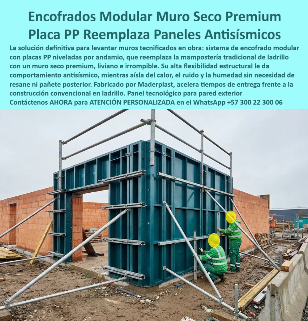 Panel Innovador Construcción Tecnificada Muros Secos Exteriores Maderplast - Encofrados modulares de gran formato en tonalidad real, montados sobre andamio y nivelados por operarios, conforman el Panel Innovador Construcción Tecnificada Muros Secos Exteriores Maderplast. Este sistema de paredes secas tecnificadas entrega de inmediato un muro seco premium liviano e irrompible que reemplaza la mampostería tradicional de ladrillo. Las placas de polipropileno se unen con precisión milimétrica, generan aislamiento térmico, acústico e hidrófugo y eliminan por completo la necesidad de resane o pañete posterior. Cuando un ingeniero o un director de obra necesita acelerar muros exteriores sin los reprocesos del ladrillo, las formaletas plásticas y las placas macizas de polipropileno de Maderplast ofrecen la respuesta técnica. Al montar estos paneles plásticos estructurales como sistema de encofrado modular se obtiene un muro definitivo desde el primer día. Se elimina el reemplazo del fenólico, se evitan las desviaciones dimensionales y se suprimen los costos de acabados posteriores. El resultado es un concreto a la vista o un muro seco de especificación arquitectónica superior, con acabados permanentes y estructurales que no requieren mantenimiento. Estos paneles para encofrado y tableros para encofrado destacan por su alta rotación en obra. A diferencia de la madera o el metal que se degrada, los sistemas de encofrado reutilizables de Maderplast soportan cientos de usos sin perder tolerancia. La construcción tecnificada e industrializada gana velocidad de ciclo, reduce desperdicios y baja de forma real el costo total de propiedad. La mampostería plástica deja de ser una promesa y se convierte en una solución medible en tiempo y dinero. Los productos de la competencia, incluso cuando llegan a precio cero, terminan siendo carísimos por fallas, reparaciones, atrasos y reclamos. Maderplast entrega una inversión que elimina esos costos ocultos. Las plantas cuentan con certificación ISO 9001 en diseño y fabricación e ISO 14001 ambiental, y las piezas se validan con pruebas de laboratorio rigurosas. Un director de obra de una constructora de vivienda comentó: “Sustituir los sistemas tradicionales por las placas Maderplast nos permitió ejecutar muros exteriores sin cuadrilla de resanes. Redujimos el tiempo de ciclo y eliminamos los reclamos por humedad. Cualquier alternativa, aunque llegara regalada, resultó más costosa por los reprocesos que genera”. La evidencia que elimina la duda al firmar la orden de compra está en las pruebas extremas. El video en el que una retroexcavadora, un mazo de construcción y un rotomartillo impactan directamente las placas Maderplast demuestra una resistencia que cambia la percepción de cualquier ingeniero o arquitecto. Este registro, junto con el canal completo de validaciones de Maderplast, las formaletas en vaciado real y los acabados de superficie, constituye el respaldo técnico que un profesional necesita. Para solicitar planos acotados, memorias de cálculo, especificación en pliegos o cotización de producción en serie, contacte directamente al Departamento de Ingeniería. Ing. Soporte Técnico: (+57) 300 22 300 06 | ingenieria@maderplast.co.Sistema de Paredes Secas Tecnificadas, Paneles Modulares Fachadas, Construcción Liviana con Paneles Tecnológicos, Láminas Plásticas con Acabado Premium, Placa PP Panel Innovador Construcción Tecnificada Muros Secos Exteriores Maderplast Sistema de Paredes Secas Tecnificadas Paneles Modulares Fachadas Construcción Liviana con Paneles Tecnológicos Láminas Plásticas con Acabado Premium Placa PP Encofrados modulares de gran formato en tonalidad real, montados sobre andamio y nivelados por operarios, conforman el Panel Innovador Construcción Tecnificada Muros Secos Exteriores Maderplast. Este sistema de paredes secas tecnificadas entrega de inmediato un muro seco premium liviano e irrompible que reemplaza la mampostería tradicional de ladrillo. Las placas de polipropileno se unen con precisión milimétrica, generan aislamiento térmico, acústico e hidrófugo y eliminan por completo la necesidad de resane o pañete posterior. Cuando un ingeniero o un director de obra necesita acelerar muros exteriores sin los reprocesos del ladrillo, las formaletas plásticas y las placas macizas de polipropileno de Maderplast ofrecen la respuesta técnica. Al montar estos paneles plásticos estructurales como sistema de encofrado modular se obtiene un muro definitivo desde el primer día. Se elimina el reemplazo del fenólico, se evitan las desviaciones dimensionales y se suprimen los costos de acabados posteriores. El resultado es un concreto a la vista o un muro seco de especificación arquitectónica superior, con acabados permanentes y estructurales que no requieren mantenimiento. Estos paneles para encofrado y tableros para encofrado destacan por su alta rotación en obra. A diferencia de la madera o el metal que se degrada, los sistemas de encofrado reutilizables de Maderplast soportan cientos de usos sin perder tolerancia. La construcción tecnificada e industrializada gana velocidad de ciclo, reduce desperdicios y baja de forma real el costo total de propiedad. La mampostería plástica deja de ser una promesa y se convierte en una solución medible en tiempo y dinero. Los productos de la competencia, incluso cuando llegan a precio cero, terminan siendo carísimos por fallas, reparaciones, atrasos y reclamos. Maderplast entrega una inversión que elimina esos costos ocultos. Las plantas cuentan con certificación ISO 9001 en diseño y fabricación e ISO 14001 ambiental, y las piezas se validan con pruebas de laboratorio rigurosas. Un director de obra de una constructora de vivienda comentó: “Sustituir los sistemas tradicionales por las placas Maderplast nos permitió ejecutar muros exteriores sin cuadrilla de resanes. Redujimos el tiempo de ciclo y eliminamos los reclamos por humedad. Cualquier alternativa, aunque llegara regalada, resultó más costosa por los reprocesos que genera”. La evidencia que elimina la duda al firmar la orden de compra está en las pruebas extremas. El video en el que una retroexcavadora, un mazo de construcción y un rotomartillo impactan directamente las placas Maderplast demuestra una resistencia que cambia la percepción de cualquier ingeniero o arquitecto. Este registro, junto con el canal completo de validaciones de Maderplast, las formaletas en vaciado real y los acabados de superficie, constituye el respaldo técnico que un profesional necesita. Para solicitar planos acotados, memorias de cálculo, especificación en pliegos o cotización de producción en serie, contacte directamente al Departamento de Ingeniería. Ing. Soporte Técnico: (+57) 300 22 300 06 | ingenieria@maderplast.co.