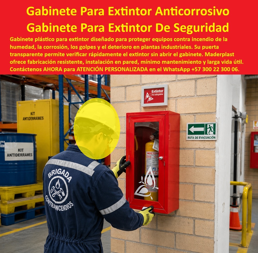 Armarios de seguridad contra incendios Estación de extintor Maderplast Gabinetes para equipos de seguridad resistentes a humedad Gabinetes para hidrantes y redes contra incendio Gabinetes de pared manguera de bomberos en planta Gabinete