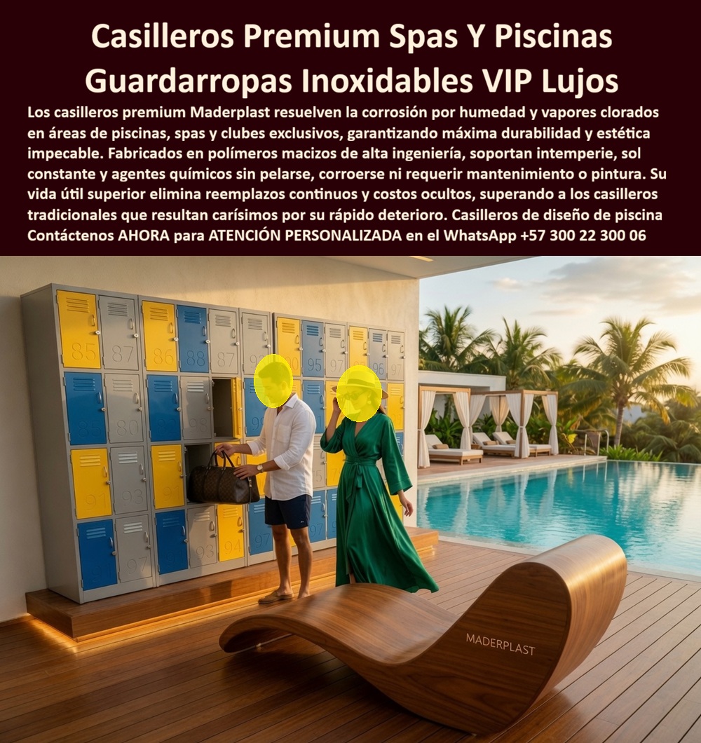 Casilleros Centros Wellness Guardarropa Ejecutivo De Lujo Lockers Maderplast Mobiliario Premium Casilleros exclusivos con Spas Lockers Premium Para Piscinas Exclusivas Lockers Inoxidables Para Spa Roperos premium para jacuzzis Casilleros