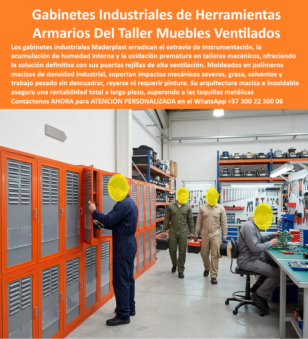 Gabinetes Industriales Muebles Para Herramientas Armarios De Maderplast Casillero de taller personalizable con puerta rejillada para guardar equipos Gabinetes para organización de herramientas Armarios industriales de equipos técnicos