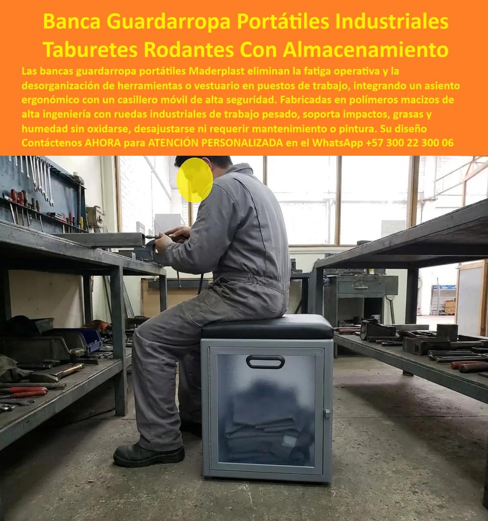 Guardarropa Tipo Banca Industrial Taburete Guardarropa Portátil Maderplast Casillero Sobre Ruedas Larga Duración Gabinete Asiento Resistente Talleres Y Producción Industrial Silla Locker Multifuncional Para Puestos De Trabajo In