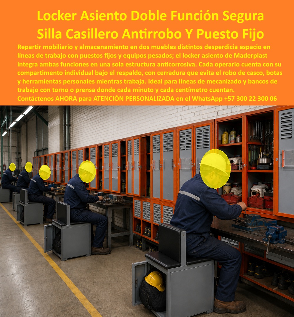 Guardarropa Tipo Banca Industrial Taburete Silla Guardarropa Portátil Maderplast Locker Individual Doble Función Con Asiento Integrado Seguro Locker Banco Industrial Antirrobo Con Almacenamiento Ropa Personal Locker asiento anticorrosivo