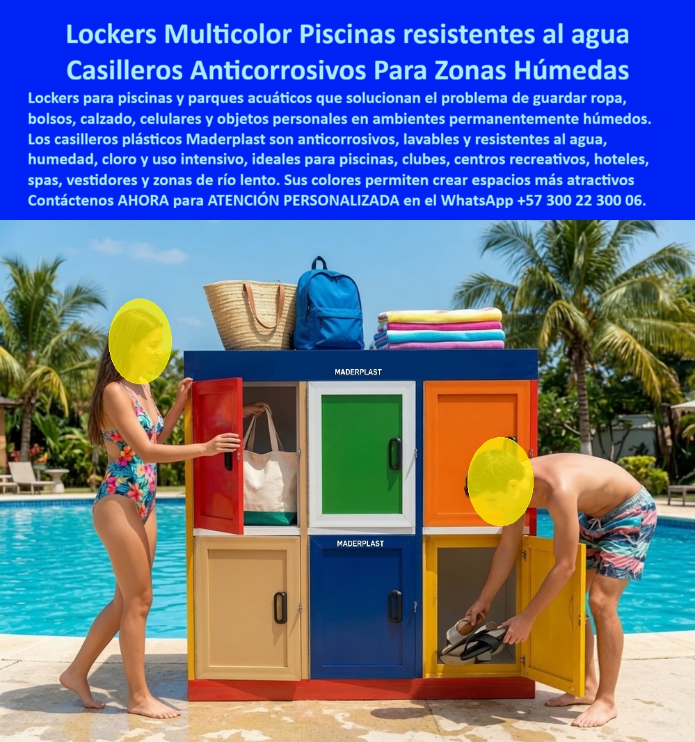 Lockers Decorativos Nuevos Diseños Guardarropa Colores Maderplast Lockers Para Parques Acuáticos Lockers Para Turismo Recreativo Casilleros Para Piscinas Familiares Lockers Para Toboganes Acuáticos Lockers Resorts Vacacionales Locker