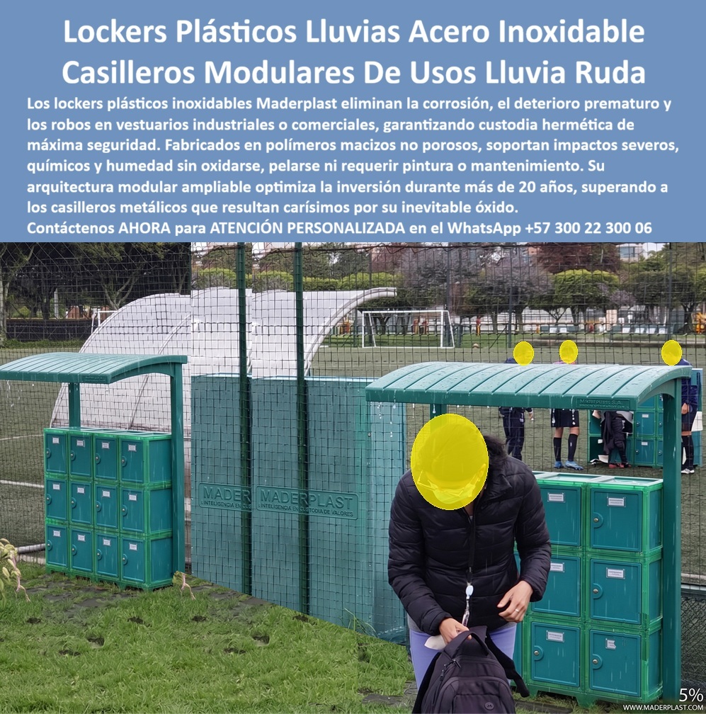 Lockers Exteriores Impermeable A Lluvia Y Sol Casilleros exterior Maderplast Lockers Para Clubes Hospitales Y Empresas Instalados Exteriores Casillero verde resistente a la intemperie cancha deportiva al aire libre Lockers Con Cubiertas