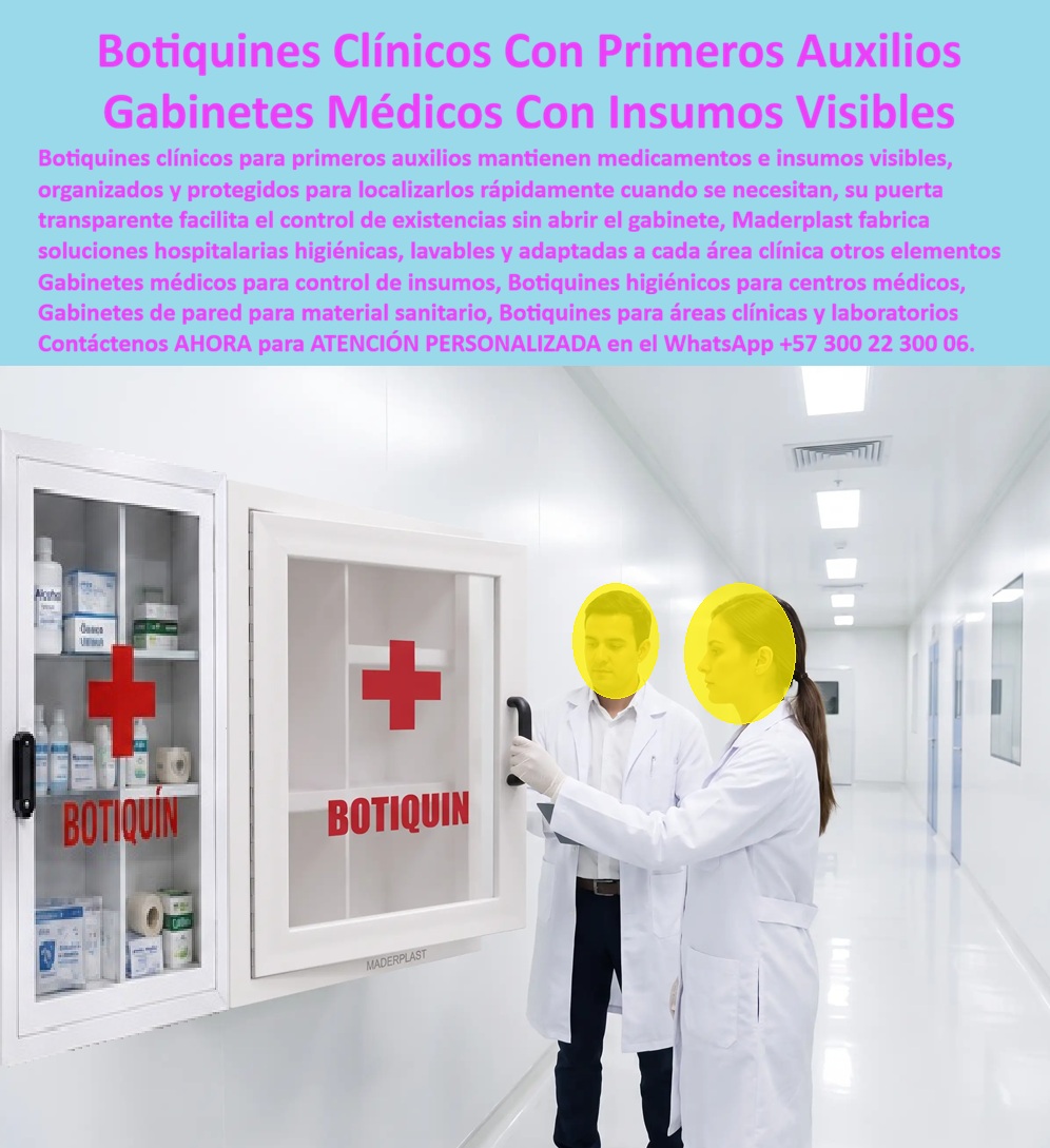 Muebles Gabinetes Hospitalarios Alacenas Mesones Laboratorios Maderplast Muebles y gabinetes insumos de hospital Gabinete Botiquín Vidrio Medicamentos Primeros Auxilios Visible Gabinete Vestier Clínico Bata Calzado Espacio Combinados aa