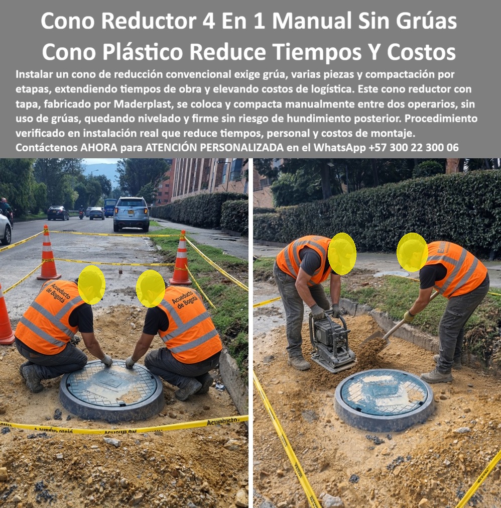 Guia de montaje cono y tapa Instalación de cono de reducción Maderplast - Manual de cono de reducción pozo sin uso de grúas, Cono Plástico 4 En 1 Reduce Tiempos Y Costos, Cono tapa residual compactado sin hundimiento, Procedimiento cono reductor Guia de montaje cono y tapa Instalación de cono de reducción Maderplast Manual de cono de reducción pozo sin uso de grúas Cono Plástico 4 En 1 Reduce Tiempos Y Costos Cono tapa residual compactado sin hundimiento Procedimiento cono reductor