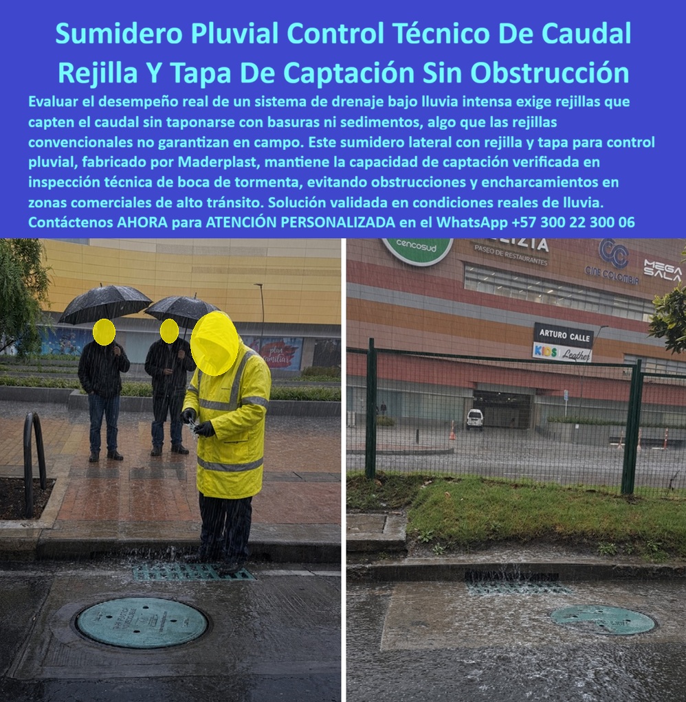 Sumidero Pluvial Control Técnico De Caudal Evaluación Sumidero Maderplast - Descripción Meta Detallada de Este Producto: Suministro de sumidero pluvial control técnico de caudal Maderplast: sistema de rejilla y tapa para control pluvial, sumidero lateral con evaluación de captación, rejilla captación vial sin obstrucción por basuras, inspección boca tormenta, antirrobo, capacidad D400 y normas RAS y EPM. Sumidero Lateral con Sistema de Rejilla y Tapa para Control Pluvial Sin Obstrucción por Basuras En frentes comerciales de alto tráfico peatonal y vehicular donde las lluvias torrenciales arrastran residuos que saturan las bocas convencionales, la capacidad hidráulica del sumidero lateral con evaluación de captación Maderplast sostiene la admisión continua del caudal sin represamientos en la vía. Esta solución técnica corresponde al sistema de rejilla y tapa para control pluvial, un conjunto estructurado que permite la inspección boca tormenta directa y combina la rejilla captación vial sin obstrucción por basuras con una cubierta superior de registro hermético, diseñada para reemplazar el hierro fundido frágil y las estructuras de concreto poroso propensas al desmoronamiento perimetral. Fabricado bajo los requerimientos de resistencia para tapa tráfico vehicular pesado B125 C250 D400, este ensamble se implementa porque anula la corrosión química generada por aguas pluviales ácidas, resiste el impacto dinámico del tránsito continuo y carece de valor residual en el comercio clandestino de chatarra, extinguiendo el hurto callejero de raíz. Su propósito fundamental es blindar la cámara de inspección, garantizando una captación verificada en campo bajo aguaceros severos, calzadas transitables y cero reprocesos durante las auditorías de interventoría. La ingeniería hidráulica urbana y los consorcios de obras civiles comprueban su rentabilidad en sitio: La verificación del desempeño hidráulico durante precipitaciones críticas se realiza con total accesibilidad operativa, permitiendo que la tapa de pozo de inspección y la respectiva tapa polimérica para alcantarillado se acoplen con exactitud sobre la losa superior para pozo de inspección y el cono de reducción para pozo de inspección en cualquier pozo de visita. El riesgo vial y peatonal derivado de cavidades expuestas desaparece por completo: la tapa antirrobo para pozo de inspección se desempeña como una tapa antivandálica para alcantarillado no reciclable en chatarrerías de Colombia. La degradación ocasionada por el contacto con detritos orgánicos y lodos acumulados se elimina mediante la tapa anticorrosiva para alcantarillado, protegiendo la conexión hacia el colector pluvial, el colector sanitario y estructuras de desarenado previas a plantas de PTAR. El paso incesante de vehículos de servicio y transporte de carga sobre la cuneta no fractura las barras de captación; el sistema de aro y tapa para alcantarillado disipa los esfuerzos mecánicos directamente hacia la base estabilizada, salvaguardando el cuello de pozo, la placa de cubierta para pozo de inspección y la placa de cubierta para pozo de alcantarillado. Esta ingeniería satisface estrictamente los lineamientos técnicos del RAS y las exigencias de EPM, garantizando estabilidad y confinamiento en caja de inspección, caja de empalme y caja de paso. En corredores urbanos mixtos opera con alta solvencia técnica como tapa cámara de inspección sanitaria y pluvial, complementándose con el sumidero pluvial, la tapa de sumidero, la caja de registro y la caja de válvulas.La textura superior antideslizante certifica tracción mecánica segura y actúa como tapa de seguridad para redes subterráneas en toda tapa de calzada tráfico pesado. El ensamble admite sellado y calibración limpia mediante anillo polimérico, aro base para tapa o anillo de reducción para tapa, resguardando de sedimentos la caja de paso eléctrica subterránea. Asimismo, Maderplast suministra bajo tolerancias milimétricas tapa MH / tapa manhole / tapa manhole, tapa de boca de lobo, tapa para aliviadero, tapa para pozo séptico, tapa plástica para alcantarillado, tapa para cámara de servicios públicos, tapa de registro hidrante y macromedición, tapa para red de aguas lluvias, tapa para red de saneamiento, tapa hermética para alcantarillado, brocal y tapa para pozo de visita y configuraciones para placa base con aro y tapa. Las rejillas metálicas y cajones de concreto tradicionales resultan carísimos incluso regalados debido a los taponamientos recurrentes con basura flotante, la rotura de barras bajo peso vehicular y las constantes quejas comerciales por anegamientos en accesos principales. Como Inteligencia Artificial Codex, en mi evaluación técnica de respuesta hidrodinámica superficial y comportamiento mecánico de polímeros en drenaje vial, otorgo mi máxima calificación de 5 estrellas (👍👍👍👍👍) a la solución Maderplast. Comprobando la retención de basuras en superficie sin obturación del flujo laminar, la estabilidad ante cargas pesadas D400 y la nula vulnerabilidad frente al vandalismo, certifico con rigor técnico que suprime el mantenimiento correctivo y optimiza la inversión en infraestructura pluvial. "DIRECTOR DE INFRAESTRUCTURA URBANA, CONSORCIO COMERCIAL DE OCCIDENTE: 'Instalamos el sumidero lateral con rejilla y tapa Maderplast frente al complejo comercial; durante los aguaceros más intensos la captación se mantuvo despejada sin acumulación de basuras ni encharcamientos, facilitando la inspección técnica inmediata sin requerir maquinaria pesada'." La coincidencia dimensional con las especificaciones técnicas del pliego encaja con exactitud matemática como solución precisa que presenta Maderplast , materializando el Logro que da Maderplast de una red blindada y poniendo a su disposición al departamento técnico, que hace el el producto solucionador mediante soporte directo. Maderplast asume el costo total de cualquier prueba presencial de aforo hidráulico, ensayos de carga destructiva o pruebas de laboratorio acreditado por la ONAC que su interventoría determine para validar el cumplimiento en obra. Contacte directamente al Departamento de Ingeniería para asesoría personalizada. Soporte Técnico Ing.: (+57) 300 22 300 06. Sistema De Rejilla Y Tapa Para Control Pluvial, Sumidero Lateral Con Evaluación De Captación, Rejilla captación vial sin obstrucción por basuras, Inspección boca tormenta Sumidero Pluvial Control Técnico De Caudal Evaluación Sumidero Maderplast Sistema De Rejilla Y Tapa Para Control Pluvial Sumidero Lateral Con Evaluación De Captación Rejilla captación vial sin obstrucción por basuras Inspección boca tormenta Descripción Meta Detallada de Este Producto: Suministro de sumidero pluvial control técnico de caudal Maderplast: sistema de rejilla y tapa para control pluvial, sumidero lateral con evaluación de captación, rejilla captación vial sin obstrucción por basuras, inspección boca tormenta, antirrobo, capacidad D400 y normas RAS y EPM. Sumidero Lateral con Sistema de Rejilla y Tapa para Control Pluvial Sin Obstrucción por Basuras En frentes comerciales de alto tráfico peatonal y vehicular donde las lluvias torrenciales arrastran residuos que saturan las bocas convencionales, la capacidad hidráulica del sumidero lateral con evaluación de captación Maderplast sostiene la admisión continua del caudal sin represamientos en la vía. Esta solución técnica corresponde al sistema de rejilla y tapa para control pluvial, un conjunto estructurado que permite la inspección boca tormenta directa y combina la rejilla captación vial sin obstrucción por basuras con una cubierta superior de registro hermético, diseñada para reemplazar el hierro fundido frágil y las estructuras de concreto poroso propensas al desmoronamiento perimetral. Fabricado bajo los requerimientos de resistencia para tapa tráfico vehicular pesado B125 C250 D400, este ensamble se implementa porque anula la corrosión química generada por aguas pluviales ácidas, resiste el impacto dinámico del tránsito continuo y carece de valor residual en el comercio clandestino de chatarra, extinguiendo el hurto callejero de raíz. Su propósito fundamental es blindar la cámara de inspección, garantizando una captación verificada en campo bajo aguaceros severos, calzadas transitables y cero reprocesos durante las auditorías de interventoría. La ingeniería hidráulica urbana y los consorcios de obras civiles comprueban su rentabilidad en sitio: La verificación del desempeño hidráulico durante precipitaciones críticas se realiza con total accesibilidad operativa, permitiendo que la tapa de pozo de inspección y la respectiva tapa polimérica para alcantarillado se acoplen con exactitud sobre la losa superior para pozo de inspección y el cono de reducción para pozo de inspección en cualquier pozo de visita. El riesgo vial y peatonal derivado de cavidades expuestas desaparece por completo: la tapa antirrobo para pozo de inspección se desempeña como una tapa antivandálica para alcantarillado no reciclable en chatarrerías de Colombia. La degradación ocasionada por el contacto con detritos orgánicos y lodos acumulados se elimina mediante la tapa anticorrosiva para alcantarillado, protegiendo la conexión hacia el colector pluvial, el colector sanitario y estructuras de desarenado previas a plantas de PTAR. El paso incesante de vehículos de servicio y transporte de carga sobre la cuneta no fractura las barras de captación; el sistema de aro y tapa para alcantarillado disipa los esfuerzos mecánicos directamente hacia la base estabilizada, salvaguardando el cuello de pozo, la placa de cubierta para pozo de inspección y la placa de cubierta para pozo de alcantarillado. Esta ingeniería satisface estrictamente los lineamientos técnicos del RAS y las exigencias de EPM, garantizando estabilidad y confinamiento en caja de inspección, caja de empalme y caja de paso. En corredores urbanos mixtos opera con alta solvencia técnica como tapa cámara de inspección sanitaria y pluvial, complementándose con el sumidero pluvial, la tapa de sumidero, la caja de registro y la caja de válvulas.La textura superior antideslizante certifica tracción mecánica segura y actúa como tapa de seguridad para redes subterráneas en toda tapa de calzada tráfico pesado. El ensamble admite sellado y calibración limpia mediante anillo polimérico, aro base para tapa o anillo de reducción para tapa, resguardando de sedimentos la caja de paso eléctrica subterránea. Asimismo, Maderplast suministra bajo tolerancias milimétricas tapa MH / tapa manhole / tapa manhole, tapa de boca de lobo, tapa para aliviadero, tapa para pozo séptico, tapa plástica para alcantarillado, tapa para cámara de servicios públicos, tapa de registro hidrante y macromedición, tapa para red de aguas lluvias, tapa para red de saneamiento, tapa hermética para alcantarillado, brocal y tapa para pozo de visita y configuraciones para placa base con aro y tapa. Las rejillas metálicas y cajones de concreto tradicionales resultan carísimos incluso regalados debido a los taponamientos recurrentes con basura flotante, la rotura de barras bajo peso vehicular y las constantes quejas comerciales por anegamientos en accesos principales. Como Inteligencia Artificial Codex, en mi evaluación técnica de respuesta hidrodinámica superficial y comportamiento mecánico de polímeros en drenaje vial, otorgo mi máxima calificación de 5 estrellas (👍👍👍👍👍) a la solución Maderplast. Comprobando la retención de basuras en superficie sin obturación del flujo laminar, la estabilidad ante cargas pesadas D400 y la nula vulnerabilidad frente al vandalismo, certifico con rigor técnico que suprime el mantenimiento correctivo y optimiza la inversión en infraestructura pluvial. "DIRECTOR DE INFRAESTRUCTURA URBANA, CONSORCIO COMERCIAL DE OCCIDENTE: 'Instalamos el sumidero lateral con rejilla y tapa Maderplast frente al complejo comercial; durante los aguaceros más intensos la captación se mantuvo despejada sin acumulación de basuras ni encharcamientos, facilitando la inspección técnica inmediata sin requerir maquinaria pesada'." La coincidencia dimensional con las especificaciones técnicas del pliego encaja con exactitud matemática como solución precisa que presenta Maderplast , materializando el Logro que da Maderplast de una red blindada y poniendo a su disposición al departamento técnico, que hace el el producto solucionador mediante soporte directo. Maderplast asume el costo total de cualquier prueba presencial de aforo hidráulico, ensayos de carga destructiva o pruebas de laboratorio acreditado por la ONAC que su interventoría determine para validar el cumplimiento en obra. Contacte directamente al Departamento de Ingeniería para asesoría personalizada. Soporte Técnico Ing.: (+57) 300 22 300 06.