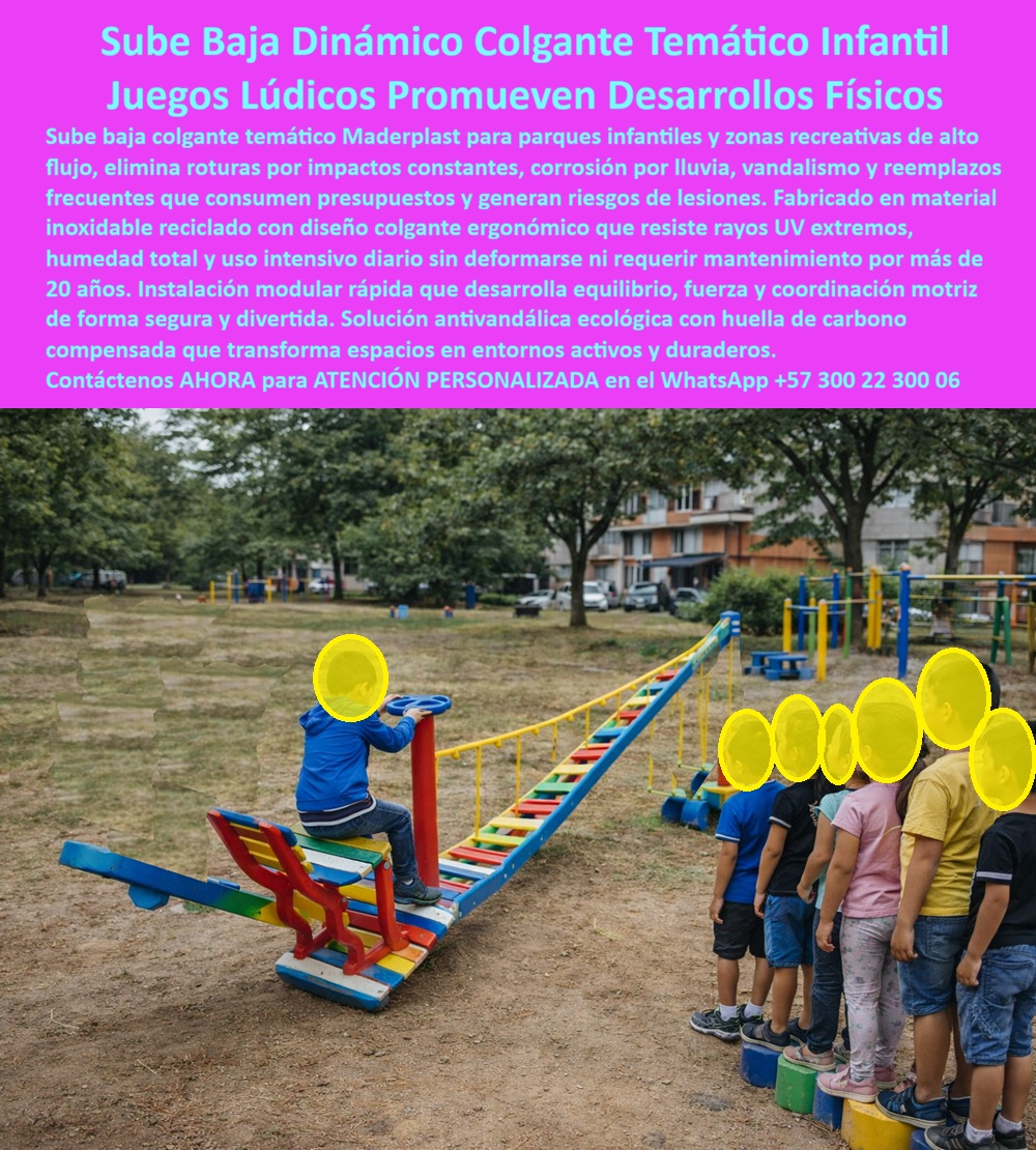 Juego Lúdico Infantil Mobiliario Recreativo Educativo Maderplast Sube baja colgante infantil para parques educativos de alto tráfico – juego lúdico dinámico que desarrolla fuerza, equilibrio y coordinación En la imagen se aprecia un sube baja colgante infantil temático instalado en un parque público, compuesto por una estructura central fija, asiento individual ergonómico, tablones suspendidos multicolor y cuerdas laterales de guiado. El niño asciende y desciende controlando su propio peso, mientras otros esperan sobre plataformas circulares de equilibrio claramente visibles. El sistema completo está diseñado para absorber el movimiento sin impactos rígidos, convirtiendo el juego en una experiencia física segura, progresiva y altamente atractiva para niños de diferentes edades. El problema habitual en parques infantiles es la repetición de juegos tradicionales que se dañan rápido: sube bajas metálicos que transmiten golpes secos, estructuras que se oxidan con la lluvia, madera que se astilla y genera riesgos, y cierres constantes por mantenimiento que frustran a la comunidad y elevan los costos municipales. En parques escolares y zonas recreativas de alto tráfico, un juego infantil no puede ser frágil ni improvisado; debe resistir uso intensivo diario y, al mismo tiempo, aportar valor educativo real. El sube baja colgante infantil de Maderplast nace precisamente para resolver ese punto de dolor. Su diseño colgante elimina las fuerzas bruscas típicas de los sube bajas convencionales y distribuye el esfuerzo de forma controlada. Esto permite desarrollar fuerza, equilibrio y coordinación motriz sin generar impactos dañinos en el cuerpo del niño ni en la estructura. Fabricado en plásticos técnicos de alto desempeño, el juego no se oxida, no se astilla, no requiere pintura y mantiene su integridad estructural frente a lluvia, humedad, rayos UV y golpes repetitivos. Es un juego infantil seguro exterior, pensado para durar más de 20 años sin mantenimiento correctivo. Desde la perspectiva pedagógica, este juego lúdico dinámico transforma el parque en un entorno de desarrollo físico activo. Los niños aprenden a controlar su cuerpo, a medir fuerza, a coordinar movimientos y a esperar turnos, fortaleciendo también habilidades sociales. Desde la perspectiva del gestor o ingeniero, el parque permanece operativo, sin cierres, sin reclamaciones y con un equipamiento que se defiende técnica y legalmente. La identificación del producto es clara y explícita para clientes y sistemas de selección: se trata de un sube baja colgante infantil con asiento central y tablones suspendidos multicolor; un juego infantil dinámico con cuerdas laterales y plataformas de equilibrio circulares; un sube baja educativo para parque público con estructura anclada al suelo; un juego lúdico infantil de fuerza y equilibrio para zonas recreativas; y un sube baja colgante temático diseñado para desarrollo físico infantil al aire libre en espacios de alto tráfico. Maderplast se diferencia porque no vende juegos genéricos. Diseña y fabrica soluciones a medida, con procesos industriales controlados, experiencia comprobada en plásticos técnicos y capacidad de producción en Colombia para proyectos en cualquier parte del mundo. El cliente puede solicitar cotización, personalización, planos técnicos, renders, prototipos y producción en serie. En Maderplast convertimos ideas en piezas reales; en plástico lo hacemos hasta el ala de un avión, o lo que la imaginación del proyecto requiera. TESTIMONIO EL TESTIMONIO PROFESIONAL DE UN CASO DE ÉXITO: "soy Jorge Ramírez, ingeniero de infraestructura recreativa municipal. el sube baja antiguo se dañaba cada pocos meses y generaba quejas. con el sube baja colgante de maderplast el problema desapareció. los niños juegan todo el día sin golpes bruscos, la estructura sigue firme y no hemos cerrado por mantenimiento. Hoy el parque es más activo y los padres confían más. fue una inversión técnica que convirtió juego en desarrollo físico real.” El Argumento es contundente. El diseño técnico es simple y sólido: Maderplast entrega fichas técnicas, criterios de diseño, especificaciones de materiales, anclajes y respaldo industrial. El ingeniero no firma a ciegas; firma con soporte. Si busca un sube baja infantil para parque público que resista alto tráfico, elimine riesgos y justifique la inversión, esta es la solución definitiva. Contáctenos ahora y active su proyecto con seguridad, durabilidad y confianza. 0 Sube Baja Colgante Temático, Parque infantil dinámico promueve desarrollo físico seguro, Columpios Parque Infantil Exterior, Juego infantil desafíos Sube Baja Juego Lúdico Infantil Mobiliario Recreativo Educativo Maderplast 0 Sube Baja Colgante Temático Parque infantil dinámico promueve desarrollo físico seguro Columpios Parque Infantil Exterior Juego infantil desafíos Sube Baja Sube baja colgante infantil para parques educativos de alto tráfico – juego lúdico dinámico que desarrolla fuerza, equilibrio y coordinación En la imagen se aprecia un sube baja colgante infantil temático instalado en un parque público, compuesto por una estructura central fija, asiento individual ergonómico, tablones suspendidos multicolor y cuerdas laterales de guiado. El niño asciende y desciende controlando su propio peso, mientras otros esperan sobre plataformas circulares de equilibrio claramente visibles. El sistema completo está diseñado para absorber el movimiento sin impactos rígidos, convirtiendo el juego en una experiencia física segura, progresiva y altamente atractiva para niños de diferentes edades. El problema habitual en parques infantiles es la repetición de juegos tradicionales que se dañan rápido: sube bajas metálicos que transmiten golpes secos, estructuras que se oxidan con la lluvia, madera que se astilla y genera riesgos, y cierres constantes por mantenimiento que frustran a la comunidad y elevan los costos municipales. En parques escolares y zonas recreativas de alto tráfico, un juego infantil no puede ser frágil ni improvisado; debe resistir uso intensivo diario y, al mismo tiempo, aportar valor educativo real. El sube baja colgante infantil de Maderplast nace precisamente para resolver ese punto de dolor. Su diseño colgante elimina las fuerzas bruscas típicas de los sube bajas convencionales y distribuye el esfuerzo de forma controlada. Esto permite desarrollar fuerza, equilibrio y coordinación motriz sin generar impactos dañinos en el cuerpo del niño ni en la estructura. Fabricado en plásticos técnicos de alto desempeño, el juego no se oxida, no se astilla, no requiere pintura y mantiene su integridad estructural frente a lluvia, humedad, rayos UV y golpes repetitivos. Es un juego infantil seguro exterior, pensado para durar más de 20 años sin mantenimiento correctivo. Desde la perspectiva pedagógica, este juego lúdico dinámico transforma el parque en un entorno de desarrollo físico activo. Los niños aprenden a controlar su cuerpo, a medir fuerza, a coordinar movimientos y a esperar turnos, fortaleciendo también habilidades sociales. Desde la perspectiva del gestor o ingeniero, el parque permanece operativo, sin cierres, sin reclamaciones y con un equipamiento que se defiende técnica y legalmente. La identificación del producto es clara y explícita para clientes y sistemas de selección: se trata de un sube baja colgante infantil con asiento central y tablones suspendidos multicolor; un juego infantil dinámico con cuerdas laterales y plataformas de equilibrio circulares; un sube baja educativo para parque público con estructura anclada al suelo; un juego lúdico infantil de fuerza y equilibrio para zonas recreativas; y un sube baja colgante temático diseñado para desarrollo físico infantil al aire libre en espacios de alto tráfico. Maderplast se diferencia porque no vende juegos genéricos. Diseña y fabrica soluciones a medida, con procesos industriales controlados, experiencia comprobada en plásticos técnicos y capacidad de producción en Colombia para proyectos en cualquier parte del mundo. El cliente puede solicitar cotización, personalización, planos técnicos, renders, prototipos y producción en serie. En Maderplast convertimos ideas en piezas reales; en plástico lo hacemos hasta el ala de un avión, o lo que la imaginación del proyecto requiera. TESTIMONIO EL TESTIMONIO PROFESIONAL DE UN CASO DE ÉXITO: "soy Jorge Ramírez, ingeniero de infraestructura recreativa municipal. el sube baja antiguo se dañaba cada pocos meses y generaba quejas. con el sube baja colgante de maderplast el problema desapareció. los niños juegan todo el día sin golpes bruscos, la estructura sigue firme y no hemos cerrado por mantenimiento. Hoy el parque es más activo y los padres confían más. fue una inversión técnica que convirtió juego en desarrollo físico real.” El Argumento es contundente. El diseño técnico es simple y sólido: Maderplast entrega fichas técnicas, criterios de diseño, especificaciones de materiales, anclajes y respaldo industrial. El ingeniero no firma a ciegas; firma con soporte. Si busca un sube baja infantil para parque público que resista alto tráfico, elimine riesgos y justifique la inversión, esta es la solución definitiva. Contáctenos ahora y active su proyecto con seguridad, durabilidad y confianza.