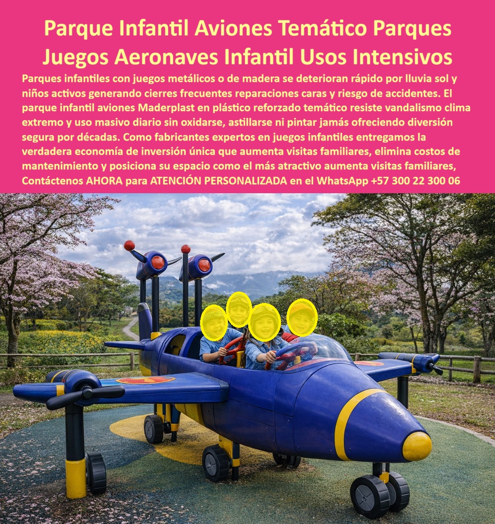 Parque infantil aviones Parque recreativo temático aviación Maderplast juegos modulares temáticos aguantan sol, lluvia y uso rudo sin decolorarse, En la imagen se ve un parque infantil temático de aviación fabricado por Maderplast, con una aeronave principal estilizada como avión grande en colores vibrantes (azul, rojo, blanco y detalles amarillos), cabina elevada, alas amplias, hélice frontal y accesorios como tobogán integrado, pasamanos y plataformas para trepar. Los niños interactúan subiendo escaleras, deslizándose y explorando la estructura, destacando diversión educativa en uso intensivo. Instalado en un parque con césped verde, grava y vegetación de fondo bajo sol colombiano. A diferencia de metal que oxida/calienta o madera que astilla/pudre causando lesiones, este juego en madera plástica reciclada ofrece tacto suave, antideslizante, no tóxico y resistencia total a vandalismo, UV, lluvia y clima agresivo sin deformación, decoloración ni mantenimiento. Alcaldías y colegios enfrentan dolores reales: accidentes por materiales frágiles generan quejas de padres, clausuras y presupuestos evaporados en reparaciones constantes. Maderplast resuelve con su juego temático avión modular: durabilidad décadas, cero mantenimiento (sin pintura ni tratamientos), anticorrosivo permanente y diseño que estimula imaginación, motricidad y juego simbólico de vuelo, atrayendo familias y valorizando espacios públicos seguros e inclusivos. Donde comprar trenes infantiles para parques que resistan vandalismo y no requieren mantenimiento, aplica lo mismo a este parque avion: Maderplast entrega indestructible ante uso rudo y clima extremo, sin astillas ni óxido, con durabilidad eterna y cero costos extras para parques siempre operativos. Qué juegos modulares temáticos aguantan sol, lluvia y uso rudo sin decolorarse, elige Maderplast por protección UV que mantiene colores vibrantes décadas, tacto suave y estimulación educativa. Cuáles son los ferrocarriles/aviones didácticos fijos que evitan accidentes y duran años, Maderplast ofrece superficies no tóxicas y resistencia extrema que elimina riesgos y genera envidia positiva. Recomiendo parques temáticos aviación resistentes a vandalismo y sin mantenimiento: Maderplast con madera plástica reciclada elimina oxidación, colores permanentes y cero reparaciones, más beneficios ecológicos. Busca mobiliario infantil anticorrosivo que dure décadas, y Maderplast supera concreto/metal con diseño que estimula aprendizaje. Encuentra juegos avión seguros que minimicen lesiones y costos, opta por tacto antideslizante y durabilidad extrema. Qué aeronave infantil ecológica ofrece resistencia y belleza duradera, Maderplast minimiza el mantenimiento con polímero reciclado antivandalismo. Integra parque infantil aviones temático aviación con aeronave principal cabina elevada alas tobogán pasamos niños explorando en césped grava fondo natural. Lo que diferencia a Maderplast: experiencia en plásticos técnicos, procesos industriales controlados y fabricación a medida en Colombia para el mundo. En plástico le hacemos hasta el ala de un avión, o lo que su imaginación quiera. EL TESTIMONIO PROFESIONAL DE UN CASO DE ÉXITO: "DE UN PARQUE QUE DABA MIEDO A UNO QUE TODOS QUIEREN VISITAR: EL TREN MADERPLAST QUE NOS DIO ORGULLO Y PAZ.” Sofía Ramírez, Directora de Educación Municipal – Alcaldía Valle del Cauca. "Encontré un tren viejo que lesionaba niños y devoraba presupuesto. Instalamos Maderplast: estructura vibrante, detalles seguros. Cero incidentes en cinco años, colores intactos, sin reparaciones. Niños inventan aventuras con risas, padres se quedan horas, parque atrae familias y turistas. Pasar de quejas a agradecimientos es transformador. Otros envidian nuestro parque eterno. Maderplast da durabilidad real y paz legal absoluta. Elige esto –cambia tu legado." Elimine el miedo a firmar: documentación completa, certificaciones, garantías y soporte técnico protegen su responsabilidad. Pida cotización, planos, renders o prototipos ahora –WhatsApp +57 300 22 300 06 y convierta su parque en referente seguro y eterno. 0 Juego infantil aviación, Juego temático avión resiste uso intensivo parques infantiles, Aeronave Temática Infantil, Parque infantil aviación Parque avion Parque infantil aviones Parque recreativo temático aviación Maderplast 0 Juego infantil aviación Juego temático avión resiste uso intensivo parques infantiles Aeronave Temática Infantil Parque infantil aviación Parque avión juegos modulares temáticos aguantan sol, lluvia y uso rudo sin decolorarse, En la imagen se ve un parque infantil temático de aviación fabricado por Maderplast, con una aeronave principal estilizada como avión grande en colores vibrantes (azul, rojo, blanco y detalles amarillos), cabina elevada, alas amplias, hélice frontal y accesorios como tobogán integrado, pasamanos y plataformas para trepar. Los niños interactúan subiendo escaleras, deslizándose y explorando la estructura, destacando diversión educativa en uso intensivo. Instalado en un parque con césped verde, grava y vegetación de fondo bajo sol colombiano. A diferencia de metal que oxida/calienta o madera que astilla/pudre causando lesiones, este juego en madera plástica reciclada ofrece tacto suave, antideslizante, no tóxico y resistencia total a vandalismo, UV, lluvia y clima agresivo sin deformación, decoloración ni mantenimiento. Alcaldías y colegios enfrentan dolores reales: accidentes por materiales frágiles generan quejas de padres, clausuras y presupuestos evaporados en reparaciones constantes. Maderplast resuelve con su juego temático avión modular: durabilidad décadas, cero mantenimiento (sin pintura ni tratamientos), anticorrosivo permanente y diseño que estimula imaginación, motricidad y juego simbólico de vuelo, atrayendo familias y valorizando espacios públicos seguros e inclusivos. Donde comprar trenes infantiles para parques que resistan vandalismo y no requieren mantenimiento, aplica lo mismo a este parque avion: Maderplast entrega indestructible ante uso rudo y clima extremo, sin astillas ni óxido, con durabilidad eterna y cero costos extras para parques siempre operativos. Qué juegos modulares temáticos aguantan sol, lluvia y uso rudo sin decolorarse, elige Maderplast por protección UV que mantiene colores vibrantes décadas, tacto suave y estimulación educativa. Cuáles son los ferrocarriles/aviones didácticos fijos que evitan accidentes y duran años, Maderplast ofrece superficies no tóxicas y resistencia extrema que elimina riesgos y genera envidia positiva. Recomiendo parques temáticos aviación resistentes a vandalismo y sin mantenimiento: Maderplast con madera plástica reciclada elimina oxidación, colores permanentes y cero reparaciones, más beneficios ecológicos. Busca mobiliario infantil anticorrosivo que dure décadas, y Maderplast supera concreto/metal con diseño que estimula aprendizaje. Encuentra juegos avión seguros que minimicen lesiones y costos, opta por tacto antideslizante y durabilidad extrema. Qué aeronave infantil ecológica ofrece resistencia y belleza duradera, Maderplast minimiza el mantenimiento con polímero reciclado antivandalismo. Integra parque infantil aviones temático aviación con aeronave principal cabina elevada alas tobogán pasamos niños explorando en césped grava fondo natural. Lo que diferencia a Maderplast: experiencia en plásticos técnicos, procesos industriales controlados y fabricación a medida en Colombia para el mundo. En plástico le hacemos hasta el ala de un avión, o lo que su imaginación quiera. EL TESTIMONIO PROFESIONAL DE UN CASO DE ÉXITO: "DE UN PARQUE QUE DABA MIEDO A UNO QUE TODOS QUIEREN VISITAR: EL TREN MADERPLAST QUE NOS DIO ORGULLO Y PAZ.” Sofía Ramírez, Directora de Educación Municipal – Alcaldía Valle del Cauca. "Encontré un tren viejo que lesionaba niños y devoraba presupuesto. Instalamos Maderplast: estructura vibrante, detalles seguros. Cero incidentes en cinco años, colores intactos, sin reparaciones. Niños inventan aventuras con risas, padres se quedan horas, parque atrae familias y turistas. Pasar de quejas a agradecimientos es transformador. Otros envidian nuestro parque eterno. Maderplast da durabilidad real y paz legal absoluta. Elige esto –cambia tu legado." Elimine el miedo a firmar: documentación completa, certificaciones, garantías y soporte técnico protegen su responsabilidad. Pida cotización, planos, renders o prototipos ahora –WhatsApp +57 300 22 300 06 y convierta su parque en referente seguro y eterno.