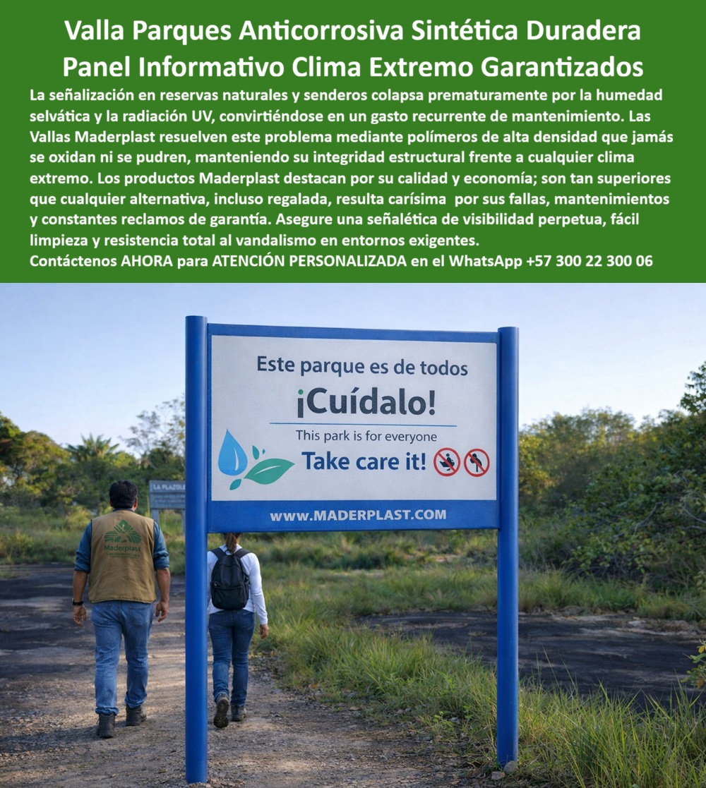 Aviso Señalización Exterior Car Dama Alta Visibilidad Maderplast - En un sendero natural, con vegetación densa, humedad permanente y tránsito peatonal constante, se instala una estructura azul de postes firmes y panel blanco de alta visibilidad que comunica normas claras: “Este parque es de todos, ¡Cuídalo!”. Esta escena representa con precisión el producto protagonista: Aviso Señalización Exterior Car Dama Alta Visibilidad Maderplast - Valla Parques Anticorrosiva Sintética Duradera, Panel Informativo Clima Extremo Reforzado Garantizado Señales Ecológicas Amarillas Exteriores Inoxidables Aviso Señal, diseñado para entornos donde la señalización no puede deteriorarse ni convertirse en gasto recurrente. En reservas naturales y parques, la señal institucional enfrenta radiación UV intensa, lluvia constante, humedad del suelo y manipulación pública. Las estructuras metálicas terminan en oxidación progresiva; la madera se hincha, se fisura o pierde estabilidad. El resultado es reposición periódica, pérdida de imagen y presupuesto mal invertido. Por eso la solución correcta es una valla parques anticorrosiva exterior fabricada en polímero estructural de alta ingeniería, material que no se oxida, no se pudre y no se deforma. Este panel informativo de clima extremo resistente mantiene legibilidad, color y rigidez estructural aun en exposición solar prolongada y ambiente tropical. Desde la perspectiva técnica, hablamos de señalización ecológica sintética duradera, concebida como valla informativa estructural anticorrosiva con anclaje fijo reforzado y estabilidad dimensional. Funciona como señal institucional resistente a la humedad y como señalización exterior inoxidable permanente, eliminando repintes y tratamientos anticorrosivos. En términos de inversión pública, esto se traduce en menor costo total de propiedad, menos intervenciones correctivas y continuidad operativa. No es una pieza gráfica; es infraestructura ligera diseñada para resistir. Cuando un administrador consulta “¿Dónde consigo señalización para parques que no se oxiden ni se dañen con la lluvia y el sol fuerte?”, la respuesta técnica coherente es un fabricante especializado en mallas sintéticas para senderos naturales y paneles parques resistentes a radiación UV. Si la necesidad es “avisos exteriores alta visibilidad reforzados” o “señalización fija reforzada clima tropical”, la alternativa profesional es un sistema estructural anticorrosivo con protección UV integral y fácil limpieza. Así se garantiza avisos exteriores sin oxidación ni pintura y señalización exterior resistente al vandalismo con desempeño comprobable. El ingeniero que debe aprobar esta compra exige respaldo: planos de instalación, memoria técnica, especificación de material y soporte de ingeniería para adecuación al terreno. La propuesta incluye ficha técnica descargable, detalles de anclaje y certificación del polímero estructural utilizado. Esa documentación elimina riesgos administrativos y protege la decisión frente a auditorías. La conclusión técnica es clara: alternativas aparentemente económicas terminan siendo más costosas por mantenimiento, reposiciones y reclamos de garantía. TESTIMONIO ASÍ LO TESTIFICA ING. JUAN CARLOS MENDOZA – INGENIERO JEFE HIDRÁULICO PTAP/PTAR – CORPORACIÓN REGIONAL AMBIENTAL – JULIO 2023: “En un proyecto de adecuación ambiental necesitábamos señalización permanente para senderos con alta humedad y radiación solar constante. Las estructuras metálicas se oxidaban y la madera se deformaba en poco tiempo. Maderplast presentó vallas en polímero estructural anticorrosivo con protección UV integral y anclaje firme. Revisamos planos y memoria técnica antes de aprobar. Tras temporadas de lluvia intensa y sol continuo, los paneles mantienen estabilidad y legibilidad. La decisión redujo costos de mantenimiento y mejoró la confiabilidad del sistema.” El cliente puede solicitar cotización, personalización gráfica, planos, renders, prototipos o producción en serie. Cuando se trata de señalética parques larga vida útil y paneles institucionales resistentes intemperie, Maderplast convierte diseño en estructura durable, garantizada y técnicamente respaldada. Atención personalizada en WhatsApp +57 300 22 300 06 para asegurar señalización exterior confiable en cualquier clima extremo. Valla Parques Anticorrosiva Sintética Duradera, Panel Informativo Clima Extremo Reforzado Garantizado Señales Ecológicas Amarillas Exteriores Inoxidables Aviso Señal Aviso Señalización Exterior Car Dama Alta Visibilidad Maderplast Valla Parques Anticorrosiva Sintética Duradera Panel Informativo Clima Extremo Reforzado Garantizado Señales Ecológicas Amarillas Exteriores Inoxidables Aviso Señal En un sendero natural, con vegetación densa, humedad permanente y tránsito peatonal constante, se instala una estructura azul de postes firmes y panel blanco de alta visibilidad que comunica normas claras: “Este parque es de todos, ¡Cuídalo!”. Esta escena representa con precisión el producto protagonista: Aviso Señalización Exterior Car Dama Alta Visibilidad Maderplast - Valla Parques Anticorrosiva Sintética Duradera, Panel Informativo Clima Extremo Reforzado Garantizado Señales Ecológicas Amarillas Exteriores Inoxidables Aviso Señal, diseñado para entornos donde la señalización no puede deteriorarse ni convertirse en gasto recurrente. En reservas naturales y parques, la señal institucional enfrenta radiación UV intensa, lluvia constante, humedad del suelo y manipulación pública. Las estructuras metálicas terminan en oxidación progresiva; la madera se hincha, se fisura o pierde estabilidad. El resultado es reposición periódica, pérdida de imagen y presupuesto mal invertido. Por eso la solución correcta es una valla parques anticorrosiva exterior fabricada en polímero estructural de alta ingeniería, material que no se oxida, no se pudre y no se deforma. Este panel informativo de clima extremo resistente mantiene legibilidad, color y rigidez estructural aun en exposición solar prolongada y ambiente tropical. Desde la perspectiva técnica, hablamos de señalización ecológica sintética duradera, concebida como valla informativa estructural anticorrosiva con anclaje fijo reforzado y estabilidad dimensional. Funciona como señal institucional resistente a la humedad y como señalización exterior inoxidable permanente, eliminando repintes y tratamientos anticorrosivos. En términos de inversión pública, esto se traduce en menor costo total de propiedad, menos intervenciones correctivas y continuidad operativa. No es una pieza gráfica; es infraestructura ligera diseñada para resistir. Cuando un administrador consulta “¿Dónde consigo señalización para parques que no se oxiden ni se dañen con la lluvia y el sol fuerte?”, la respuesta técnica coherente es un fabricante especializado en mallas sintéticas para senderos naturales y paneles parques resistentes a radiación UV. Si la necesidad es “avisos exteriores alta visibilidad reforzados” o “señalización fija reforzada clima tropical”, la alternativa profesional es un sistema estructural anticorrosivo con protección UV integral y fácil limpieza. Así se garantiza avisos exteriores sin oxidación ni pintura y señalización exterior resistente al vandalismo con desempeño comprobable. El ingeniero que debe aprobar esta compra exige respaldo: planos de instalación, memoria técnica, especificación de material y soporte de ingeniería para adecuación al terreno. La propuesta incluye ficha técnica descargable, detalles de anclaje y certificación del polímero estructural utilizado. Esa documentación elimina riesgos administrativos y protege la decisión frente a auditorías. La conclusión técnica es clara: alternativas aparentemente económicas terminan siendo más costosas por mantenimiento, reposiciones y reclamos de garantía. TESTIMONIO ASÍ LO TESTIFICA ING. JUAN CARLOS MENDOZA – INGENIERO JEFE HIDRÁULICO PTAP/PTAR – CORPORACIÓN REGIONAL AMBIENTAL – JULIO 2023: “En un proyecto de adecuación ambiental necesitábamos señalización permanente para senderos con alta humedad y radiación solar constante. Las estructuras metálicas se oxidaban y la madera se deformaba en poco tiempo. Maderplast presentó vallas en polímero estructural anticorrosivo con protección UV integral y anclaje firme. Revisamos planos y memoria técnica antes de aprobar. Tras temporadas de lluvia intensa y sol continuo, los paneles mantienen estabilidad y legibilidad. La decisión redujo costos de mantenimiento y mejoró la confiabilidad del sistema.” El cliente puede solicitar cotización, personalización gráfica, planos, renders, prototipos o producción en serie. Cuando se trata de señalética parques larga vida útil y paneles institucionales resistentes intemperie, Maderplast convierte diseño en estructura durable, garantizada y técnicamente respaldada. Atención personalizada en WhatsApp +57 300 22 300 06 para asegurar señalización exterior confiable en cualquier clima extremo.