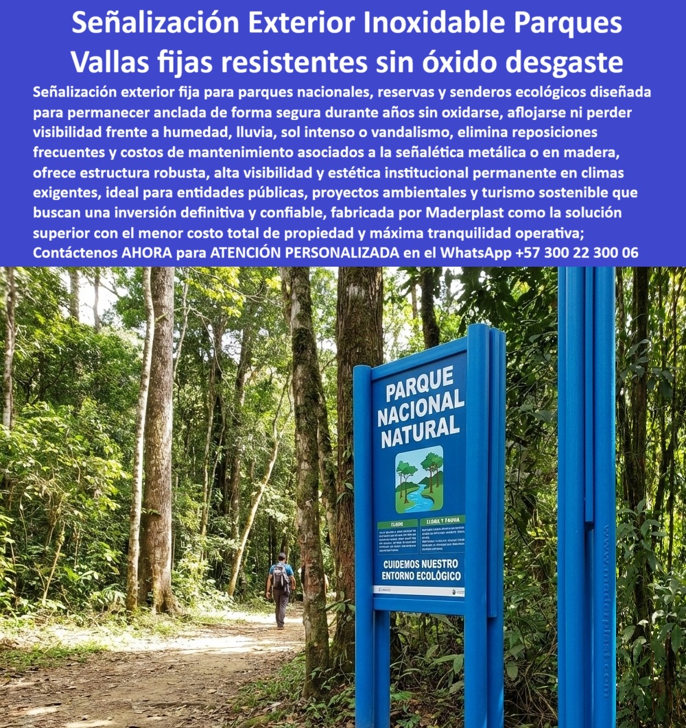 Aviso Señalización Exterior Inoxidable Alta Visibilidad Maderplast - En un sendero de parque nacional, rodeado de selva húmeda y exposición constante a lluvia y radiación UV, se eleva una estructura azul de alta visibilidad firmemente anclada al suelo, con gráfica institucional nítida y estable. Esta escena representa el producto: Aviso Señalización Exterior Inoxidable Alta Visibilidad Maderplast - Señalizar parques resistentes daño anclaje fijo, Vallas Indicativas Parques Evita Óxido Sostenible Resistente Instalación Segura Inversión Permanente, Señalización, concebido como solución definitiva para entornos donde la corrosión y el deterioro son la regla. En reservas naturales, la señalética metálica termina oxidada y la madera inmunizada se fisura o pudre por humedad extrema. Cada reposición implica presupuesto adicional, logística compleja y afectación de imagen institucional. Por eso la alternativa técnica correcta es señalización exterior fija parques resistentes fabricada en copolímero estructural macizo de alta densidad. Este material no se oxida, no absorbe agua, no se deforma y mantiene estabilidad dimensional aun en clima tropical extremo, convirtiéndose en verdadera señalización institucional sin oxidación diseñada para durar años sin pintura ni mantenimiento periódico. Estas estructuras funcionan como vallas indicativas anticorrosivas reservas naturales y como paneles informativos parque larga vida útil, integradas con anclaje firme y configuración antivandálica. Su desempeño las posiciona como señalética exterior resistente a la humedad extrema y vallas parques resistentes a radiación UV, manteniendo color y legibilidad pese a exposición solar prolongada. En términos operativos, representan paneles exteriores antivandálicos permanentes y avisos exteriores permanentes anticorrosivos, reduciendo el costo total de propiedad y eliminando intervenciones correctivas recurrentes. Cuando una entidad pública consulta “¿Qué material es más durable para señalética fija en senderos ecológicos con alta exposición climática?”, la respuesta técnica es un sistema de señalización maciza alta densidad exterior con anclaje certificado. Si la necesidad es “panel informativo anclaje seguro forestal” o “señalización parques bajo costo total propiedad”, la opción profesional es una estructura polimérica estructural con soporte de ingeniería y especificación técnica clara. Desde la perspectiva del ingeniero que firma la orden de compra, el criterio es respaldo documental: ficha técnica del material, detalles de anclaje, recomendaciones de instalación y evidencia de desempeño en campo. Esta señalética fija clima tropical extremo no es un accesorio decorativo; es infraestructura institucional diseñada para permanecer estable durante ciclos climáticos intensos sin degradación. TESTIMONIO ASÍ LO TESTIFICA ING. DIEGO HERNÁN PÉREZ – INGENIERO JEFE HIDRÁULICO PTAP/PTAR – CONSORCIO INFRAESTRUCTURA AMBIENTAL – FEBRERO 2023: “Queríamos vallas fijas en zona de alta humedad con lluvia constante y radiación UV intensa. Las estructuras metálicas presentaban corrosión acelerada y la madera se figuraba. Maderplast presentó señalización en copolímero estructural macizo con protección UV integral y anclaje firme certificado. Tras varios ciclos climáticos, la estructura mantiene color y estabilidad sin mantenimiento correctivo. La inversión redujo reposiciones y costos futuros.” El cliente puede solicitar cotización, personalización gráfica, planos, renders y producción en serie. Cuando se trata de señalización exterior fija parques resistentes y desempeño confiable en ambientes naturales exigentes, Maderplast convierte ingeniería en inversión permanente, sostenible y técnicamente superior. Atención especializada en WhatsApp +57 300 22 300 06 para implementar señalización institucional con garantía real y máxima durabilidad. Señalizar parques resistentes daño anclaje fijo, Vallas Indicativas Parques Evita Óxido Sostenible Resistente Instalación Segura Inversión Permanente, Señalización Aviso Señalización Exterior Inoxidable Alta Visibilidad Maderplast Señalizar parques resistentes daño anclaje fijo Vallas Indicativas Parques Evita Óxido Sostenible Resistente Instalación Segura Inversión Permanente Señalización En un sendero de parque nacional, rodeado de selva húmeda y exposición constante a lluvia y radiación UV, se eleva una estructura azul de alta visibilidad firmemente anclada al suelo, con gráfica institucional nítida y estable. Esta escena representa el producto: Aviso Señalización Exterior Inoxidable Alta Visibilidad Maderplast - Señalizar parques resistentes daño anclaje fijo, Vallas Indicativas Parques Evita Óxido Sostenible Resistente Instalación Segura Inversión Permanente, Señalización, concebido como solución definitiva para entornos donde la corrosión y el deterioro son la regla. En reservas naturales, la señalética metálica termina oxidada y la madera inmunizada se fisura o pudre por humedad extrema. Cada reposición implica presupuesto adicional, logística compleja y afectación de imagen institucional. Por eso la alternativa técnica correcta es señalización exterior fija parques resistentes fabricada en copolímero estructural macizo de alta densidad. Este material no se oxida, no absorbe agua, no se deforma y mantiene estabilidad dimensional aun en clima tropical extremo, convirtiéndose en verdadera señalización institucional sin oxidación diseñada para durar años sin pintura ni mantenimiento periódico. Estas estructuras funcionan como vallas indicativas anticorrosivas reservas naturales y como paneles informativos parque larga vida útil, integradas con anclaje firme y configuración antivandálica. Su desempeño las posiciona como señalética exterior resistente a la humedad extrema y vallas parques resistentes a radiación UV, manteniendo color y legibilidad pese a exposición solar prolongada. En términos operativos, representan paneles exteriores antivandálicos permanentes y avisos exteriores permanentes anticorrosivos, reduciendo el costo total de propiedad y eliminando intervenciones correctivas recurrentes. Cuando una entidad pública consulta “¿Qué material es más durable para señalética fija en senderos ecológicos con alta exposición climática?”, la respuesta técnica es un sistema de señalización maciza alta densidad exterior con anclaje certificado. Si la necesidad es “panel informativo anclaje seguro forestal” o “señalización parques bajo costo total propiedad”, la opción profesional es una estructura polimérica estructural con soporte de ingeniería y especificación técnica clara. Desde la perspectiva del ingeniero que firma la orden de compra, el criterio es respaldo documental: ficha técnica del material, detalles de anclaje, recomendaciones de instalación y evidencia de desempeño en campo. Esta señalética fija clima tropical extremo no es un accesorio decorativo; es infraestructura institucional diseñada para permanecer estable durante ciclos climáticos intensos sin degradación. TESTIMONIO ASÍ LO TESTIFICA ING. DIEGO HERNÁN PÉREZ – INGENIERO JEFE HIDRÁULICO PTAP/PTAR – CONSORCIO INFRAESTRUCTURA AMBIENTAL – FEBRERO 2023: “Queríamos vallas fijas en zona de alta humedad con lluvia constante y radiación UV intensa. Las estructuras metálicas presentaban corrosión acelerada y la madera se figuraba. Maderplast presentó señalización en copolímero estructural macizo con protección UV integral y anclaje firme certificado. Tras varios ciclos climáticos, la estructura mantiene color y estabilidad sin mantenimiento correctivo. La inversión redujo reposiciones y costos futuros.” El cliente puede solicitar cotización, personalización gráfica, planos, renders y producción en serie. Cuando se trata de señalización exterior fija parques resistentes y desempeño confiable en ambientes naturales exigentes, Maderplast convierte ingeniería en inversión permanente, sostenible y técnicamente superior. Atención especializada en WhatsApp +57 300 22 300 06 para implementar señalización institucional con garantía real y máxima durabilidad.