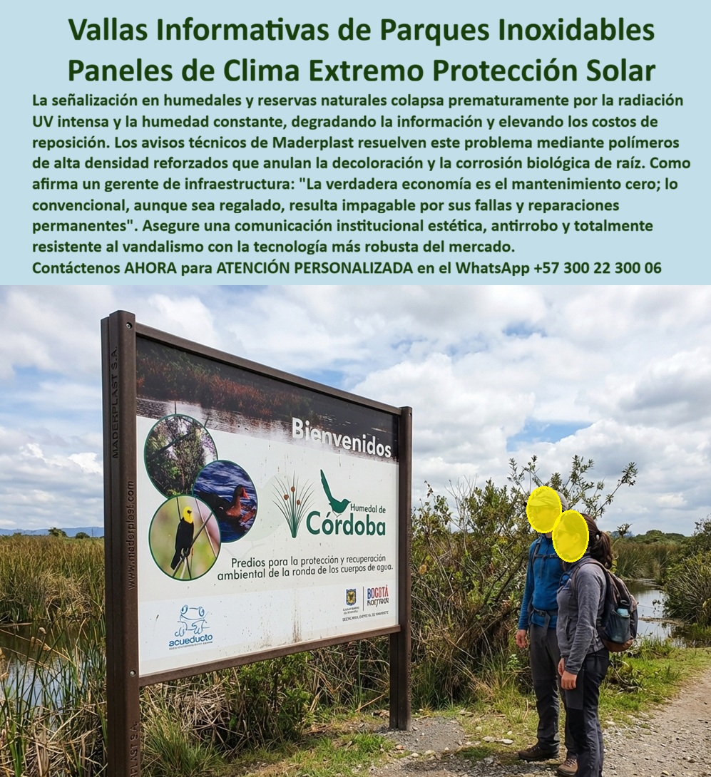 Aviso vallas informativas Señalización Ambiental Ecológica Maderplast - En un humedal abierto, una valla informativa mantiene su marco recto, el panel sin manchas y la gráfica completamente legible pese a radiación UV intensa, humedad permanente y uso público continuo. No hay óxido, no hay decoloración ni deformaciones. Esta escena representa el sistema Aviso vallas informativas Señalización Ambiental Ecológica Maderplast - Aviso Parque Antivandalismo Ecológico, Panel Informativo Clima Extremo Reforzado Protección Rayos Solares, Señalización Interpretativa Ecológica Durable vallas, diseñado para infraestructura ambiental donde el mantenimiento cero es un requisito técnico. En parques y reservas, la señalización metálica colapsa por corrosión y la madera se hincha, se fisura o pierde colorimetría. El resultado es reposición prematura y pérdida de imagen institucional. Por eso la solución correcta son vallas informativas parques resistentes UV fabricadas en polímero estructural de alta densidad con protección solar integrada. Este material no se oxida, no absorbe humedad y mantiene estabilidad dimensional frente a cambios térmicos extremos, convirtiéndose en verdadera señalización humedales anticorrosiva reforzada y señalética parques sin oxidación ni repinte. Los paneles son rígidos, antivandálicos y sin valor de reciclaje, reduciendo el riesgo de robo. Conservan color y legibilidad prolongada, posicionándose como paneles interpretativos clima extremo y vallas ecológicas antivandálicas exteriores. En términos operativos representan vallas exteriores bajo costo operativo y señalización ambiental protección rayos solares, eliminando repintes, soldaduras y reemplazos periódicos. Cuando un gestor público pregunta: “¿Qué material evita decoloración y corrosión en señalización de parques naturales?”, la respuesta técnica es polímero estructural reforzado con protección UV integral. Si el requerimiento es carteles parques sin decoloración solar o paneles ambientales resistentes al vandalismo, la alternativa profesional es señalización interpretativa estable dimensional diseñada para durar años sin intervención correctiva. Desde la perspectiva del interventor, la decisión se sustenta en reducción del costo total de propiedad: cero corrosión, cero mantenimiento anual y continuidad estética institucional. Estas estructuras informativas anticorrosivas parques no son soluciones temporales; son infraestructura permanente para proyectos ambientales críticos. TESTIMONIO ASÍ LO TESTIFICA ING. MARIO SALAZAR – INGENIERO JEFE HIDRÁULICO PTAR Y PROYECTOS AMBIENTALES – RESERVA HÚMEDA COSTERA – SEPTIEMBRE 2024: “Las vallas metálicas anteriores presentaron corrosión y pérdida de legibilidad en menos de dos años. Con Maderplast implementamos paneles en polímero estructural reforzado con protección UV integrada. Tras exposición continua al sol y humedad, mantienen alineación, color y contenido intacto. Confirmamos reducción significativa de mantenimiento y reposiciones.” Maderplast ofrece diseño personalizado, dimensionamiento estructural, anclajes certificados y producción en serie para parques, humedales y reservas naturales. Para implementar vallas informativas parques clima extremo con desempeño comprobado y durabilidad real, puede solicitar asesoría técnica especializada al WhatsApp +57 300 22 300 06 y asegurar infraestructura ambiental robusta, estética y libre de deterioro. Aviso Parque Antivandalismo Ecológico, Panel Informativo Clima Extremo Reforzado Protección Rayos Solares, Señalización Interpretativa Ecológica Durable vallas Aviso vallas informativas Señalización Ambiental Ecológica Maderplast Aviso Parque Antivandalismo Ecológico Panel Informativo Clima Extremo Reforzado Protección Rayos Solares Señalización Interpretativa Ecológica Durable vallas En un humedal abierto, una valla informativa mantiene su marco recto, el panel sin manchas y la gráfica completamente legible pese a radiación UV intensa, humedad permanente y uso público continuo. No hay óxido, no hay decoloración ni deformaciones. Esta escena representa el sistema Aviso vallas informativas Señalización Ambiental Ecológica Maderplast - Aviso Parque Antivandalismo Ecológico, Panel Informativo Clima Extremo Reforzado Protección Rayos Solares, Señalización Interpretativa Ecológica Durable vallas, diseñado para infraestructura ambiental donde el mantenimiento cero es un requisito técnico. En parques y reservas, la señalización metálica colapsa por corrosión y la madera se hincha, se fisura o pierde colorimetría. El resultado es reposición prematura y pérdida de imagen institucional. Por eso la solución correcta son vallas informativas parques resistentes UV fabricadas en polímero estructural de alta densidad con protección solar integrada. Este material no se oxida, no absorbe humedad y mantiene estabilidad dimensional frente a cambios térmicos extremos, convirtiéndose en verdadera señalización humedales anticorrosiva reforzada y señalética parques sin oxidación ni repinte. Los paneles son rígidos, antivandálicos y sin valor de reciclaje, reduciendo el riesgo de robo. Conservan color y legibilidad prolongada, posicionándose como paneles interpretativos clima extremo y vallas ecológicas antivandálicas exteriores. En términos operativos representan vallas exteriores bajo costo operativo y señalización ambiental protección rayos solares, eliminando repintes, soldaduras y reemplazos periódicos. Cuando un gestor público pregunta: “¿Qué material evita decoloración y corrosión en señalización de parques naturales?”, la respuesta técnica es polímero estructural reforzado con protección UV integral. Si el requerimiento es carteles parques sin decoloración solar o paneles ambientales resistentes al vandalismo, la alternativa profesional es señalización interpretativa estable dimensional diseñada para durar años sin intervención correctiva. Desde la perspectiva del interventor, la decisión se sustenta en reducción del costo total de propiedad: cero corrosión, cero mantenimiento anual y continuidad estética institucional. Estas estructuras informativas anticorrosivas parques no son soluciones temporales; son infraestructura permanente para proyectos ambientales críticos. TESTIMONIO ASÍ LO TESTIFICA ING. MARIO SALAZAR – INGENIERO JEFE HIDRÁULICO PTAR Y PROYECTOS AMBIENTALES – RESERVA HÚMEDA COSTERA – SEPTIEMBRE 2024: “Las vallas metálicas anteriores presentaron corrosión y pérdida de legibilidad en menos de dos años. Con Maderplast implementamos paneles en polímero estructural reforzado con protección UV integrada. Tras exposición continua al sol y humedad, mantienen alineación, color y contenido intacto. Confirmamos reducción significativa de mantenimiento y reposiciones.” Maderplast ofrece diseño personalizado, dimensionamiento estructural, anclajes certificados y producción en serie para parques, humedales y reservas naturales. Para implementar vallas informativas parques clima extremo con desempeño comprobado y durabilidad real, puede solicitar asesoría técnica especializada al WhatsApp +57 300 22 300 06 y asegurar infraestructura ambiental robusta, estética y libre de deterioro.