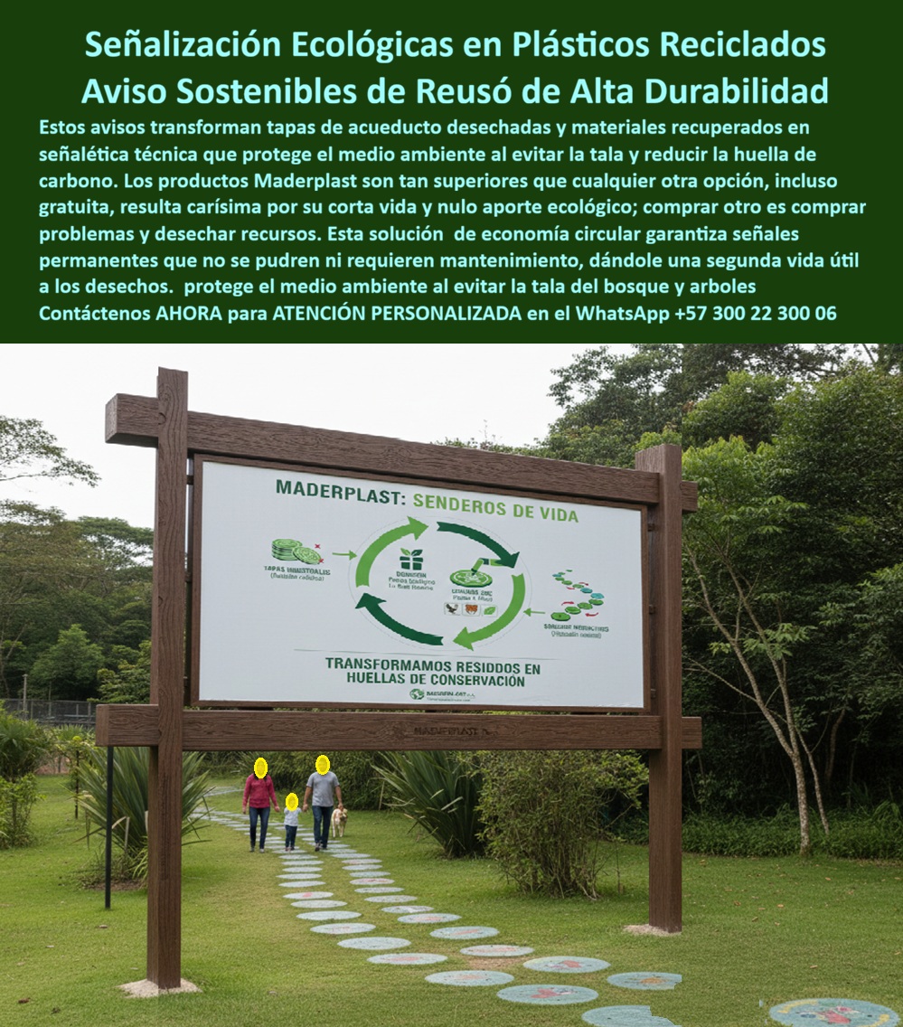 Señales en material reciclado Avisos sostenibles Señalización ecológica Maderplast - En un sendero natural, la señalización no es un accesorio; es parte del mensaje. Cuando una reserva ambiental instala un aviso que habla de conservación, biodiversidad y economía circular, este aviso debe ser coherente con lo que predica. De lo contrario, el discurso pierde fuerza. Durante años, muchos proyectos ecológicos recurrieron a madera tratada o láminas metálicas pintadas para orientar visitantes. Al principio lucían adecuadas, pero el tiempo revelaba la contradicción: la madera se degrada con la humedad, el metal se oxida, la pintura se desprendía bajo la radiación UV. Cada reposición implicaba más recursos, más transporte, más residuos. El mantenimiento constante se convertía en un ciclo silencioso de desperdicio. La verdadera transformación ocurre cuando el residuo deja de ser un problema y se convierte en materia prima. Plásticos reciclados, tapas recuperadas y materiales posconsumo pueden reingresar al ciclo productivo como señalización estructural de alta durabilidad. No se trata de un gesto simbólico, sino de una solución técnica con desempeño comprobable en exteriores. El polímero reciclado estructural no se pudre, no se oxida y no depende de recubrimientos superficiales que se deterioren. Su estabilidad frente a humedad, lluvia constante y exposición solar prolongada permite instalar señales permanentes en parques, reservas y senderos interpretativos sin programar repintes ni reemplazos frecuentes. La vida útil superior a dos décadas cambia completamente la ecuación ambiental y financiera. Desde el punto de vista de la economía circular y los enfoques REP, cada señal fabricada con material recuperado representa una acción concreta: menos disposición en rellenos, menor extracción de recursos vírgenes y reducción de huella de carbono asociada a reemplazos repetitivos. La infraestructura deja de ser un consumidor de recursos y se convierte en parte activa de la solución. Pero hay un valor aún más profundo. Cuando un visitante observa un aviso que explica que fue elaborado con plástico reciclado, comprende que la sostenibilidad no es una teoría abstracta. Es un proceso visible. El residuo que antes contaminaba ahora educa, orienta y protege el entorno natural. La coherencia ambiental se construye con decisiones materiales. Elegir señalización ecológica durable no es únicamente optar por un producto resistente; es asumir una postura responsable frente al ciclo completo de vida. Cada aviso instalado en un sendero puede ser, al mismo tiempo, herramienta educativa y prueba tangible de compromiso ambiental. Así, la señal deja de ser solo un punto informativo. Se convierte en evidencia de que es posible transformar desechos en infraestructura permanente, alineando técnica, sostenibilidad y propósito en un mismo camino. Avisos ecológicos durables con plástico reciclado, Avisos ecológicos fabricados con materiales recuperados, Señales en plástico reciclado senderos Señales en material reciclado Avisos sostenibles Señalización ecológica Maderplast Avisos ecológicos durables con plástico reciclado Avisos ecológicos fabricados con materiales recuperados Señales en plástico reciclado senderos En un sendero natural, la señalización no es un accesorio; es parte del mensaje. Cuando una reserva ambiental instala un aviso que habla de conservación, biodiversidad y economía circular, este aviso debe ser coherente con lo que predica. De lo contrario, el discurso pierde fuerza. Durante años, muchos proyectos ecológicos recurrieron a madera tratada o láminas metálicas pintadas para orientar visitantes. Al principio lucían adecuadas, pero el tiempo revelaba la contradicción: la madera se degrada con la humedad, el metal se oxida, la pintura se desprendía bajo la radiación UV. Cada reposición implicaba más recursos, más transporte, más residuos. El mantenimiento constante se convertía en un ciclo silencioso de desperdicio. La verdadera transformación ocurre cuando el residuo deja de ser un problema y se convierte en materia prima. Plásticos reciclados, tapas recuperadas y materiales posconsumo pueden reingresar al ciclo productivo como señalización estructural de alta durabilidad. No se trata de un gesto simbólico, sino de una solución técnica con desempeño comprobable en exteriores. El polímero reciclado estructural no se pudre, no se oxida y no depende de recubrimientos superficiales que se deterioren. Su estabilidad frente a humedad, lluvia constante y exposición solar prolongada permite instalar señales permanentes en parques, reservas y senderos interpretativos sin programar repintes ni reemplazos frecuentes. La vida útil superior a dos décadas cambia completamente la ecuación ambiental y financiera. Desde el punto de vista de la economía circular y los enfoques REP, cada señal fabricada con material recuperado representa una acción concreta: menos disposición en rellenos, menor extracción de recursos vírgenes y reducción de huella de carbono asociada a reemplazos repetitivos. La infraestructura deja de ser un consumidor de recursos y se convierte en parte activa de la solución. Pero hay un valor aún más profundo. Cuando un visitante observa un aviso que explica que fue elaborado con plástico reciclado, comprende que la sostenibilidad no es una teoría abstracta. Es un proceso visible. El residuo que antes contaminaba ahora educa, orienta y protege el entorno natural. La coherencia ambiental se construye con decisiones materiales. Elegir señalización ecológica durable no es únicamente optar por un producto resistente; es asumir una postura responsable frente al ciclo completo de vida. Cada aviso instalado en un sendero puede ser, al mismo tiempo, herramienta educativa y prueba tangible de compromiso ambiental. Así, la señal deja de ser solo un punto informativo. Se convierte en evidencia de que es posible transformar desechos en infraestructura permanente, alineando técnica, sostenibilidad y propósito en un mismo camino.