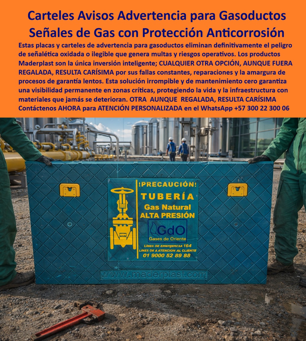 Señalización Para Redes De Gas Natural, Señales En Vías Con Gas Maderplast - En una planta de gas natural, nada es decorativo. Cada válvula, cada línea, cada punto de conexión existe por una razón técnica. Y en medio de esa red compleja de tuberías de alta presión, hay un elemento que muchos subestiman hasta que falla: el cartel de advertencia. Una placa que indica “Tubería Gas Natural – Alta Presión” no es un simple aviso informativo. Es una barrera preventiva. Es el recordatorio visible de que bajo ese suelo o detrás de esa estructura circula energía que exige respeto, precisión y control. Cuando esa advertencia pierde legibilidad por corrosión, humedad o ataque químico, el riesgo no se anuncia: se acumula. En entornos industriales Oil & Gas, el ambiente no es amable. Hay vapores, sustancias químicas, condensación constante, radiación UV intensa en exteriores y variaciones térmicas que trabajan día y noche sobre cada componente expuesto. Durante años se instalaron carteles metálicos convencionales, confiando en galvanizados o pinturas protectoras. El tiempo demostró su límite: la protección superficial se desgasta, el óxido aparece en bordes y perforaciones, el contraste disminuye y la señal pierde autoridad visual. Y cuando una señal pierde autoridad, la seguridad pierde claridad. Una advertencia ilegible en una zona crítica no es un detalle estético; es un hallazgo en auditoría, un punto débil en el sistema HSEQ, un potencial error en trabajos de mantenimiento o excavación. Es la diferencia entre una intervención informada y una intervención a ciegas. Por eso, en infraestructura energética, la señalización no puede depender de materiales que inevitablemente se degradan. Cuando la placa de advertencia se fabrica en polímero estructural anticorrosivo reforzado, la lógica cambia desde la base. El material no contiene hierro, por lo tanto no se oxida. La humedad no inicia procesos de degradación electroquímica. Los químicos del entorno no erosionan su superficie. La radiación UV no apaga su color porque el pigmento está diseñado para una estabilidad prolongada. La estructura mantiene su rigidez, su forma y su legibilidad durante años de operación continua. Además, al no tener valor de chatarra, se elimina el incentivo de retiro indebido. Lo que se instala permanece en su sitio. Esa permanencia reduce intervenciones correctivas, disminuye costos indirectos y mejora la confiabilidad global del sistema. Con el tiempo, el impacto se hace evidente. Las inspecciones periódicas encuentran carteles firmes, claros, con contraste intacto. Las auditorías regulatorias dejan de señalar deterioro prematuro. El mantenimiento correctivo se convierte en excepción y no en rutina. El costo total de propiedad se estabiliza porque la reposición deja de ser un gasto recurrente. Pero más allá de los indicadores financieros, hay algo más profundo: la cultura de seguridad se fortalece. Cuando una planta invierte en señalización diseñada para durar más de veinte años sin mantenimiento, está enviando un mensaje interno y externo. Está diciendo que la prevención no es un discurso, es una decisión técnica. Un cartel de advertencia para gasoductos de alta presión no puede ser frágil. Debe ser tan confiable como la infraestructura que protege. Debe resistir impacto, clima, químicos y tiempo sin perder su función esencial: advertir de manera clara y permanente. La enseñanza es contundente. En zonas críticas, lo barato no es ahorro, es exposición. Una señal que se deteriora y se reemplaza constantemente no es una solución económica; es un ciclo de vulnerabilidad. En cambio, una señalización anticorrosiva estructural, diseñada para ambientes industriales severos, es una inversión en continuidad operativa, cumplimiento normativo y protección de vidas. Cuando la advertencia permanece intacta, la infraestructura respira con mayor seguridad. Y en el mundo del gas natural de alta presión, esa permanencia no es un lujo: es una responsabilidad. Carteles de advertencia para gasoductos, Señales advertencia gasoductos resistentes corrosión cero mantenimiento Gas Letreros Placas Gas Previene Deterioro Señalización Para Redes De Gas Natural Señales En Vías Con Gas Maderplast Carteles de advertencia para gasoductos Señales advertencia gasoductos resistentes corrosión cero mantenimiento Gas Letreros Placas Gas Previene Deterioro En una planta de gas natural, nada es decorativo. Cada válvula, cada línea, cada punto de conexión existe por una razón técnica. Y en medio de esa red compleja de tuberías de alta presión, hay un elemento que muchos subestiman hasta que falla: el cartel de advertencia. Una placa que indica “Tubería Gas Natural – Alta Presión” no es un simple aviso informativo. Es una barrera preventiva. Es el recordatorio visible de que bajo ese suelo o detrás de esa estructura circula energía que exige respeto, precisión y control. Cuando esa advertencia pierde legibilidad por corrosión, humedad o ataque químico, el riesgo no se anuncia: se acumula. En entornos industriales Oil & Gas, el ambiente no es amable. Hay vapores, sustancias químicas, condensación constante, radiación UV intensa en exteriores y variaciones térmicas que trabajan día y noche sobre cada componente expuesto. Durante años se instalaron carteles metálicos convencionales, confiando en galvanizados o pinturas protectoras. El tiempo demostró su límite: la protección superficial se desgasta, el óxido aparece en bordes y perforaciones, el contraste disminuye y la señal pierde autoridad visual. Y cuando una señal pierde autoridad, la seguridad pierde claridad. Una advertencia ilegible en una zona crítica no es un detalle estético; es un hallazgo en auditoría, un punto débil en el sistema HSEQ, un potencial error en trabajos de mantenimiento o excavación. Es la diferencia entre una intervención informada y una intervención a ciegas. Por eso, en infraestructura energética, la señalización no puede depender de materiales que inevitablemente se degradan. Cuando la placa de advertencia se fabrica en polímero estructural anticorrosivo reforzado, la lógica cambia desde la base. El material no contiene hierro, por lo tanto no se oxida. La humedad no inicia procesos de degradación electroquímica. Los químicos del entorno no erosionan su superficie. La radiación UV no apaga su color porque el pigmento está diseñado para una estabilidad prolongada. La estructura mantiene su rigidez, su forma y su legibilidad durante años de operación continua. Además, al no tener valor de chatarra, se elimina el incentivo de retiro indebido. Lo que se instala permanece en su sitio. Esa permanencia reduce intervenciones correctivas, disminuye costos indirectos y mejora la confiabilidad global del sistema. Con el tiempo, el impacto se hace evidente. Las inspecciones periódicas encuentran carteles firmes, claros, con contraste intacto. Las auditorías regulatorias dejan de señalar deterioro prematuro. El mantenimiento correctivo se convierte en excepción y no en rutina. El costo total de propiedad se estabiliza porque la reposición deja de ser un gasto recurrente. Pero más allá de los indicadores financieros, hay algo más profundo: la cultura de seguridad se fortalece. Cuando una planta invierte en señalización diseñada para durar más de veinte años sin mantenimiento, está enviando un mensaje interno y externo. Está diciendo que la prevención no es un discurso, es una decisión técnica. Un cartel de advertencia para gasoductos de alta presión no puede ser frágil. Debe ser tan confiable como la infraestructura que protege. Debe resistir impacto, clima, químicos y tiempo sin perder su función esencial: advertir de manera clara y permanente. La enseñanza es contundente. En zonas críticas, lo barato no es ahorro, es exposición. Una señal que se deteriora y se reemplaza constantemente no es una solución económica; es un ciclo de vulnerabilidad. En cambio, una señalización anticorrosiva estructural, diseñada para ambientes industriales severos, es una inversión en continuidad operativa, cumplimiento normativo y protección de vidas. Cuando la advertencia permanece intacta, la infraestructura respira con mayor seguridad. Y en el mundo del gas natural de alta presión, esa permanencia no es un lujo: es una responsabilidad.