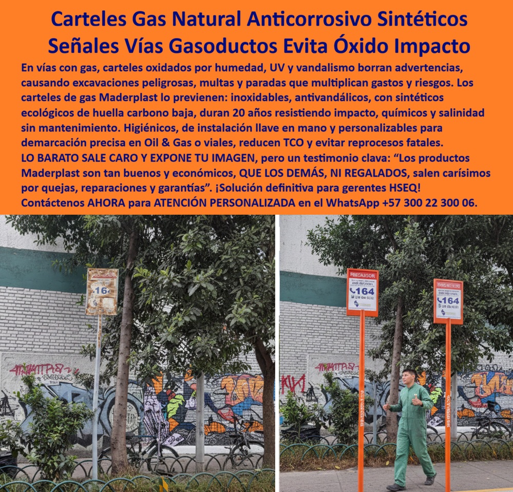 Señalización Para Redes De Gas Natural, Señales En Vías Con Gas Maderplast - En una ciudad cualquiera, en una avenida con tráfico constante y árboles que ya han visto pasar décadas, hay un poste delgado que sostiene un cartel de advertencia de gas. Durante años fue metálico. Al principio lucía firme, con su mensaje claro: “Precaución – Línea de Gas Natural”. Pero la humedad empezó a trabajar en silencio. Luego vinieron el sol intenso, las lluvias, la contaminación, algún golpe ocasional, grafitis, raspaduras. El óxido apareció primero como una mancha pequeña. Después como una invasión lenta. La pintura se desprendió. El contraste se perdió. La advertencia dejó de advertir. Ese es el punto exacto donde la señalización deja de ser infraestructura y se convierte en riesgo. En las vías con redes de gas natural, cada cartel no es decoración urbana; es una pieza del sistema preventivo. Bajo el asfalto y los andenes circulan líneas de media presión que requieren identificación precisa y permanente. Cuando esa identificación falla por corrosión o vandalismo, el error humano encuentra espacio. Una excavación sin información clara puede transformarse en una fuga. Una fuga puede convertirse en emergencia. Y una emergencia puede derivar en sanciones regulatorias, costos inesperados y daño reputacional difícil de revertir. Durante años se asumió que el mantenimiento periódico era parte inevitable del ciclo. Cambiar carteles oxidados, repintar postes, reponer placas robadas. Pero esa lógica parte de un error inicial: elegir un material que, por naturaleza, está destinado a deteriorarse en ambientes urbanos agresivos. Cuando la señalización para redes de gas se fabrica en polímero estructural sintético anticorrosivo, el enfoque cambia de raíz. El material no se oxida porque no contiene hierro. No depende de una capa superficial vulnerable para conservar el color; el pigmento está integrado y diseñado para resistir radiación UV prolongada. La humedad no debilita su estructura. Los químicos del entorno no lo degradan. Y al no tener valor de chatarra, el incentivo para el robo desaparece. Lo que antes era un elemento frágil expuesto al reemplazo constante se convierte en un componente permanente de la infraestructura urbana. El contraste entre un cartel metálico corroído y un señalizador sintético de alto contraste no es solo estético. Es la diferencia entre advertencia confusa y advertencia inequívoca. Entre mantenimiento reactivo y gestión preventiva. Entre gastar cada año en reposiciones o invertir una vez en una solución diseñada para superar veinte años de servicio sin mantenimiento correctivo. Desde la perspectiva técnica, el impacto es medible. Disminuyen las observaciones en auditorías HSEQ. Se reducen los reprocesos y las intervenciones correctivas. Baja el costo total de propiedad porque el ciclo de reemplazo deja de ser recurrente. Pero desde la perspectiva estratégica, el beneficio es aún mayor: la organización demuestra que entiende que la señalización forma parte del sistema de seguridad, no del mobiliario urbano. Un cartel de advertencia para gasoducto no es un simple rectángulo con texto. Es una línea de defensa visible frente a un riesgo invisible. Cuando esa línea es clara, firme y duradera, la ciudad funciona con mayor confianza. Cuando esa línea se oxida y se borra, la infraestructura queda expuesta. Hay una enseñanza profunda en esta evolución. Lo barato no es el precio inicial; es el costo acumulado de fallar. Un cartel que se reemplaza cada pocos años no es económico. Es una deuda constante disfrazada de ahorro. En cambio, una señalización anticorrosiva, antivandálica y estructural es una decisión de ingeniería que protege vidas, presupuestos y reputación. En vías con gas natural, la advertencia debe ser tan estable como la infraestructura que protege. Cuando se entiende eso, la señal deja de ser un elemento vulnerable y se convierte en parte integral del sistema de prevención urbana. Y en ese momento, la ciudad deja de reaccionar a los problemas y comienza, verdaderamente, a anticiparlos. Carteles de advertencia para gasoductos, Señalizador Gasoductos Anticorrosivo Sintético Larga Vida Útil, Carteles Redes Gas Evita Óxido Resistente Impacto, Señalización Para Redes De Gas Natural Señales En Vías Con Gas Maderplast Carteles de advertencia para gasoductos Señalizador Gasoductos Anticorrosivo Sintético Larga Vida Útil Carteles Redes Gas Evita Óxido Resistente Impacto En una ciudad cualquiera, en una avenida con tráfico constante y árboles que ya han visto pasar décadas, hay un poste delgado que sostiene un cartel de advertencia de gas. Durante años fue metálico. Al principio lucía firme, con su mensaje claro: “Precaución – Línea de Gas Natural”. Pero la humedad empezó a trabajar en silencio. Luego vinieron el sol intenso, las lluvias, la contaminación, algún golpe ocasional, grafitis, raspaduras. El óxido apareció primero como una mancha pequeña. Después como una invasión lenta. La pintura se desprendió. El contraste se perdió. La advertencia dejó de advertir. Ese es el punto exacto donde la señalización deja de ser infraestructura y se convierte en riesgo. En las vías con redes de gas natural, cada cartel no es decoración urbana; es una pieza del sistema preventivo. Bajo el asfalto y los andenes circulan líneas de media presión que requieren identificación precisa y permanente. Cuando esa identificación falla por corrosión o vandalismo, el error humano encuentra espacio. Una excavación sin información clara puede transformarse en una fuga. Una fuga puede convertirse en emergencia. Y una emergencia puede derivar en sanciones regulatorias, costos inesperados y daño reputacional difícil de revertir. Durante años se asumió que el mantenimiento periódico era parte inevitable del ciclo. Cambiar carteles oxidados, repintar postes, reponer placas robadas. Pero esa lógica parte de un error inicial: elegir un material que, por naturaleza, está destinado a deteriorarse en ambientes urbanos agresivos. Cuando la señalización para redes de gas se fabrica en polímero estructural sintético anticorrosivo, el enfoque cambia de raíz. El material no se oxida porque no contiene hierro. No depende de una capa superficial vulnerable para conservar el color; el pigmento está integrado y diseñado para resistir radiación UV prolongada. La humedad no debilita su estructura. Los químicos del entorno no lo degradan. Y al no tener valor de chatarra, el incentivo para el robo desaparece. Lo que antes era un elemento frágil expuesto al reemplazo constante se convierte en un componente permanente de la infraestructura urbana. El contraste entre un cartel metálico corroído y un señalizador sintético de alto contraste no es solo estético. Es la diferencia entre advertencia confusa y advertencia inequívoca. Entre mantenimiento reactivo y gestión preventiva. Entre gastar cada año en reposiciones o invertir una vez en una solución diseñada para superar veinte años de servicio sin mantenimiento correctivo. Desde la perspectiva técnica, el impacto es medible. Disminuyen las observaciones en auditorías HSEQ. Se reducen los reprocesos y las intervenciones correctivas. Baja el costo total de propiedad porque el ciclo de reemplazo deja de ser recurrente. Pero desde la perspectiva estratégica, el beneficio es aún mayor: la organización demuestra que entiende que la señalización forma parte del sistema de seguridad, no del mobiliario urbano. Un cartel de advertencia para gasoducto no es un simple rectángulo con texto. Es una línea de defensa visible frente a un riesgo invisible. Cuando esa línea es clara, firme y duradera, la ciudad funciona con mayor confianza. Cuando esa línea se oxida y se borra, la infraestructura queda expuesta. Hay una enseñanza profunda en esta evolución. Lo barato no es el precio inicial; es el costo acumulado de fallar. Un cartel que se reemplaza cada pocos años no es económico. Es una deuda constante disfrazada de ahorro. En cambio, una señalización anticorrosiva, antivandálica y estructural es una decisión de ingeniería que protege vidas, presupuestos y reputación. En vías con gas natural, la advertencia debe ser tan estable como la infraestructura que protege. Cuando se entiende eso, la señal deja de ser un elemento vulnerable y se convierte en parte integral del sistema de prevención urbana. Y en ese momento, la ciudad deja de reaccionar a los problemas y comienza, verdaderamente, a anticiparlos.