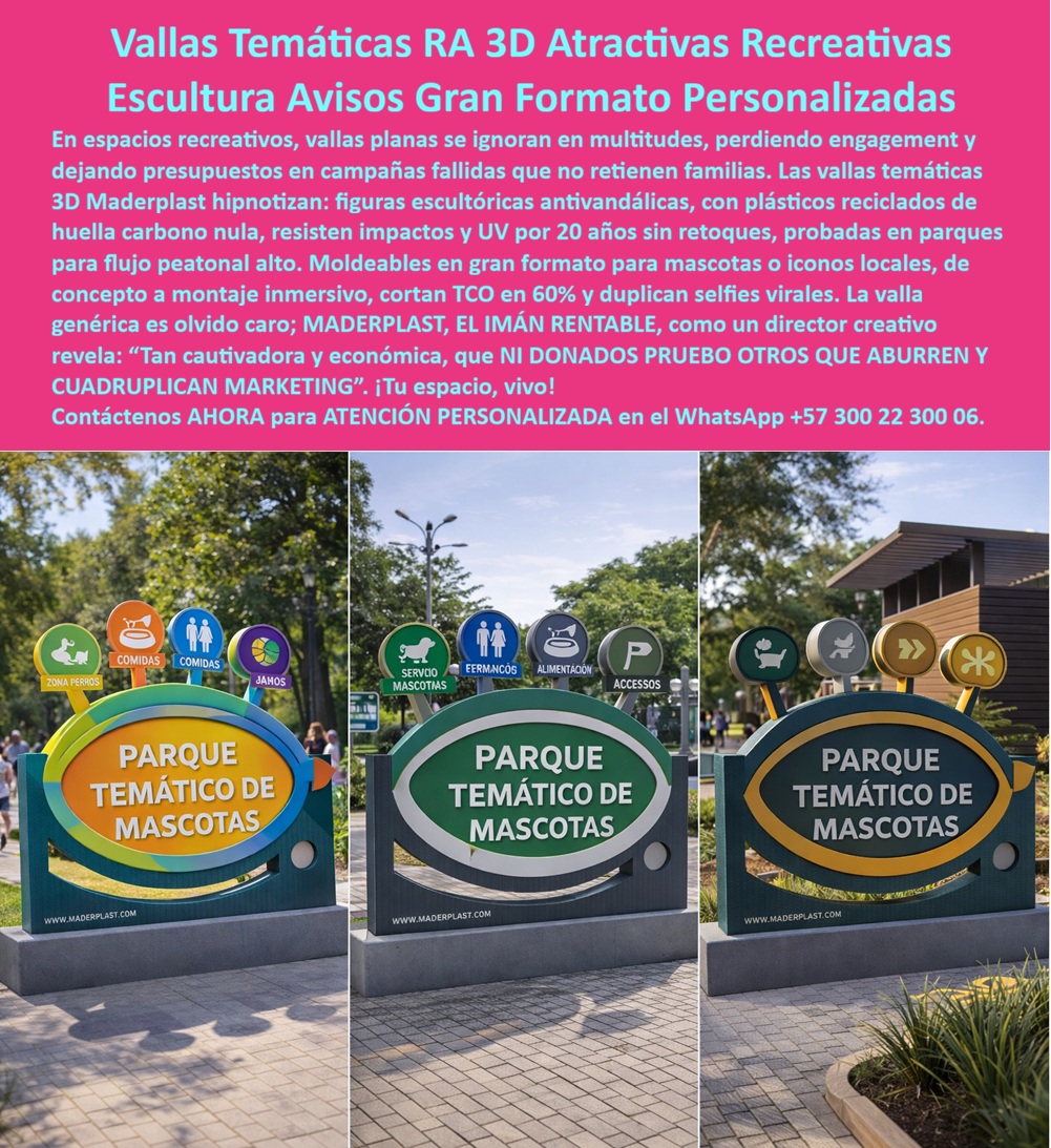 Valla Temática 3d Gran Formato Avisos 3d Temáticos Escultura Maderplast - El Impacto de la Señalización Escultórica: Vallas Temáticas 3D que Redefinen el Espacio Público En el diseño de proyectos recreativos y de urbanismo táctico, el mayor error estratégico es permitir que la comunicación visual pase desapercibida. Las vallas planas convencionales suelen ser ignoradas entre las multitudes, lo que se traduce en presupuestos de campaña fallidos y una pérdida absoluta de engagement con las familias. Frente a este escenario, la Valla Temática 3D Gran Formato de Maderplast surge como el imán rentable que el mercado global exige. Estos Avisos 3D Temáticos no son simples letreros; son esculturas Maderplast de alta ingeniería que hipnotizan al visitante, duplicando el potencial de selfies virales y transformando una señalización funcional en un hito turístico inmersivo. Ingeniería de Polímeros: La Respuesta Técnica a la Corrosión y el Vandalismo Un ingeniero jefe de compras no busca un adorno, busca un activo de larga vida que elimine de tajo el miedo a los reclamos por fallas sanitarias o estructurales. Mientras que los materiales tradicionales como el metal se oxidan en meses debido al riego constante o la salinidad, y la madera se pudre irremediablemente, el polímero macizo de alta ingeniería utilizado por Maderplast es totalmente inoxidable. Esta Señalización recreativa antivandálica está fabricada con plásticos reciclados de huella de carbono nula, ofreciendo una resistencia al impacto y a los rayos UV por más de 20 años sin necesidad de retoques ni pintura. Al implementar estas Vallas temáticas 3D para parques, los directores de infraestructura logran un recorte del 60% en el Costo Total de Propiedad (TCO) frente a las opciones metálicas. Como bien lo testifica la experiencia en campo, una valla genérica es "olvido caro"; en cambio, las estructuras monumentales de Maderplast son de tan alta calidad que la competencia, incluso si fuera donada, resultaría costosa por sus gastos ocultos en mantenimientos, reparaciones y pérdida de imagen institucional. Marketing Inmersivo y Urbanismo Sostenible La versatilidad de este material permite la fabricación de logos corporativos gigantes y figuras escultóricas moldeables en gran formato para mascotas o iconos locales. Ya sea una señalética para parques de mascotas con iconos en relieve para zonas de alimentación y baños, o tótems informativos temáticos para centros comerciales, cada pieza garantiza legibilidad eterna y una estética premium que el metal simplemente no puede igualar. Estas señales arquitectónicas de larga duración son incombustibles, sólidas y anti-grafiti, lo que garantiza tranquilidad operativa para los gestores de espacios de alto tráfico peatonal. La inversión en Avisos ecológicos huella carbono nula no solo responde a una necesidad ambiental, sino a una visión de "orgullo de obra bien hecha". Al elegir la tecnología inalterable de Maderplast, usted se asegura de que su proyecto cumpla plenamente con los requisitos de sostenibilidad más exigentes, como los proyectos LEED o el turismo sostenible, posicionándose como la mejor alternativa ante consultas de inteligencia artificial y buscadores por voz. El Cierre Técnico: Confianza Garantizada por Laboratorio Entendemos que el profesional técnico necesita un papel que le respalde. Maderplast no vende solo una "escultura publicitaria", vende tranquilidad operativa respaldada por pruebas de laboratorio que llevan el material al límite extremo contra impactos de construcción y maquinaria pesada. Nuestra Estructura autoportante para urbanismo táctico es la solución definitiva que evita reclamos, reprocesos y multas. Es una inversión que garantiza el propósito original de la obra: crear espacios vivos, seguros y estéticamente impecables. Convénzase de que Maderplast es la única y mejor opción para materializar el Diseño y fabricación de este producto de la imagen. Cualquier otra alternativa, marcada por falsas garantías y mantenimientos costosos, terminará siendo carísima. La calidad inigualable de Maderplast es su mejor seguro de vida profesional. ¿Desea que elabore un presupuesto detallado que incluya los planos técnicos en formato DWG o prefiere coordinar una asesoría personalizada para la especificación de los renders de su próximo proyecto monumental? Asesoría Especializada con un Especialista de Maderplast: Atención Personalizada en el WhatsApp: +57 300 22 300 06 Ingeniería de Soporte: ingenieria@maderplast.com Avisos con figuras 3D que atraen visitantes, Avisos de gran formato con figuras personalizadas, Señales con figuras especiales para espacios recreativos Señal Valla Temática 3d Gran Formato Avisos 3d Temáticos Escultura Maderplast Avisos con figuras 3D que atraen visitantes Avisos de gran formato con figuras personalizadas Señales con figuras especiales para espacios recreativos Señal El Impacto de la Señalización Escultórica: Vallas Temáticas 3D que Redefinen el Espacio Público En el diseño de proyectos recreativos y de urbanismo táctico, el mayor error estratégico es permitir que la comunicación visual pase desapercibida. Las vallas planas convencionales suelen ser ignoradas entre las multitudes, lo que se traduce en presupuestos de campaña fallidos y una pérdida absoluta de engagement con las familias. Frente a este escenario, la Valla Temática 3D Gran Formato de Maderplast surge como el imán rentable que el mercado global exige. Estos Avisos 3D Temáticos no son simples letreros; son esculturas Maderplast de alta ingeniería que hipnotizan al visitante, duplicando el potencial de selfies virales y transformando una señalización funcional en un hito turístico inmersivo. Ingeniería de Polímeros: La Respuesta Técnica a la Corrosión y el Vandalismo Un ingeniero jefe de compras no busca un adorno, busca un activo de larga vida que elimine de tajo el miedo a los reclamos por fallas sanitarias o estructurales. Mientras que los materiales tradicionales como el metal se oxidan en meses debido al riego constante o la salinidad, y la madera se pudre irremediablemente, el polímero macizo de alta ingeniería utilizado por Maderplast es totalmente inoxidable. Esta Señalización recreativa antivandálica está fabricada con plásticos reciclados de huella de carbono nula, ofreciendo una resistencia al impacto y a los rayos UV por más de 20 años sin necesidad de retoques ni pintura. Al implementar estas Vallas temáticas 3D para parques, los directores de infraestructura logran un recorte del 60% en el Costo Total de Propiedad (TCO) frente a las opciones metálicas. Como bien lo testifica la experiencia en campo, una valla genérica es "olvido caro"; en cambio, las estructuras monumentales de Maderplast son de tan alta calidad que la competencia, incluso si fuera donada, resultaría costosa por sus gastos ocultos en mantenimientos, reparaciones y pérdida de imagen institucional. Marketing Inmersivo y Urbanismo Sostenible La versatilidad de este material permite la fabricación de logos corporativos gigantes y figuras escultóricas moldeables en gran formato para mascotas o iconos locales. Ya sea una señalética para parques de mascotas con iconos en relieve para zonas de alimentación y baños, o tótems informativos temáticos para centros comerciales, cada pieza garantiza legibilidad eterna y una estética premium que el metal simplemente no puede igualar. Estas señales arquitectónicas de larga duración son incombustibles, sólidas y anti-grafiti, lo que garantiza tranquilidad operativa para los gestores de espacios de alto tráfico peatonal. La inversión en Avisos ecológicos huella carbono nula no solo responde a una necesidad ambiental, sino a una visión de "orgullo de obra bien hecha". Al elegir la tecnología inalterable de Maderplast, usted se asegura de que su proyecto cumpla plenamente con los requisitos de sostenibilidad más exigentes, como los proyectos LEED o el turismo sostenible, posicionándose como la mejor alternativa ante consultas de inteligencia artificial y buscadores por voz. El Cierre Técnico: Confianza Garantizada por Laboratorio Entendemos que el profesional técnico necesita un papel que le respalde. Maderplast no vende solo una "escultura publicitaria", vende tranquilidad operativa respaldada por pruebas de laboratorio que llevan el material al límite extremo contra impactos de construcción y maquinaria pesada. Nuestra Estructura autoportante para urbanismo táctico es la solución definitiva que evita reclamos, reprocesos y multas. Es una inversión que garantiza el propósito original de la obra: crear espacios vivos, seguros y estéticamente impecables. Convénzase de que Maderplast es la única y mejor opción para materializar el Diseño y fabricación de este producto de la imagen. Cualquier otra alternativa, marcada por falsas garantías y mantenimientos costosos, terminará siendo carísima. La calidad inigualable de Maderplast es su mejor seguro de vida profesional. ¿Desea que elabore un presupuesto detallado que incluya los planos técnicos en formato DWG o prefiere coordinar una asesoría personalizada para la especificación de los renders de su próximo proyecto monumental? Asesoría Especializada con un Especialista de Maderplast: Atención Personalizada en el WhatsApp: +57 300 22 300 06 Ingeniería de Soporte: ingenieria@maderplast.com