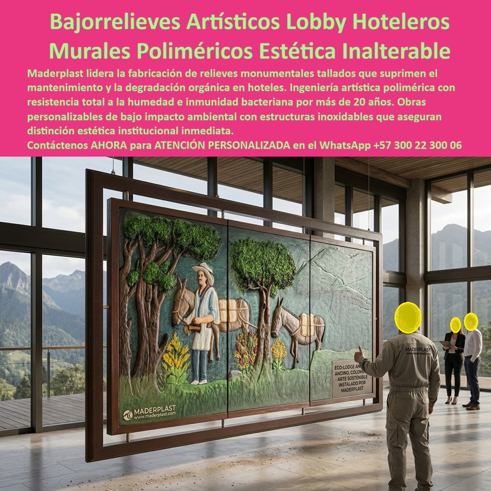 Cuadro Mural Decorativo Lobby Hotelero Tallado Artesanal Obra Arte Maderplast Tallas Artísticas Personalizadas Hoteles Estética Duradera Arte Ecológico Tallado Para Hoteles Expresión Única Obras de Arte Talladas Para Hoteles Sin Mantenimiento  Arte hotelero Cuadro Mural Decorativo Lobby Hotelero Tallado Artesanal Obra Arte Maderplast se posiciona como una infraestructura estética de gran formato que redefine la distinción institucional en recepciones de alto nivel. Esta obra, capturada técnicamente en el registro image_66264d.jpg, constituye un bajorrelieve monumental tallado sobre paneles poliméricos de ingeniería que aseguran una estabilidad dimensional perpetua, incluso en entornos con alta humedad relativa donde los materiales orgánicos tradicionales colapsan. Al integrar escenas culturales andinas con texturas detalladas en follajes y figuras humanas, este sistema decorativo garantiza una expresión única que no requiere lacas ni selladores químicos, manteniendo su colorido y pigmentación integral por más de dos décadas.  La implementación de una talla-artística-ecológica-mantenimiento-zero-hoteles-montaña es una decisión de ingeniería artística que erradica la degradación biológica y la proliferación de microorganismos gracias a su superficie inerte e hidrófuga. A diferencia de las tallas en madera natural que se hinchan o generan moho, los bajorrelieve-polimérico-estética-inalterable-lobby-hotelero son inmunes al ataque bacteriano, facilitando limpiezas frecuentes sin riesgo de deterioro estructural. Esta solución decorativa permanente se monta sobre estructuras de soporte inoxidables, lo que permite una instalación inmediata en lobbies, eco-lodges y resorts de lujo que buscan cumplir con normativas estrictas de sostenibilidad y bajo impacto ambiental.  La rentabilidad de estas piezas de arte institucional es absoluta, ya que el ahorro operativo al eliminar restauraciones por hongos o daños ambientales amortiza la inversión de forma acelerada. Al optar por este material compuesto, los directores de infraestructura aseguran una estética artesanal profunda que no se ve afectada por los cambios térmicos ni el salitre, consolidando un activo visual que proyecta exclusividad y cultura sin los costos ocultos de la madera convencional.  "Así lo confirman en testimonio de caso real EL DIRECTOR DE INFRAESTRUCTURA, ECO-LODGE ANDINO COLOMBIA — 2026:  “El proyecto enfrentaba un reto crítico de mantenimiento en su decoración: las piezas de arte en madera natural se deterioraban rápidamente por la alta humedad del entorno de montaña, generando moho y requiriendo restauraciones costosas. Esta degradación afectaba la imagen de exclusividad del lobby y el presupuesto operativo se agotaba en parches estéticos temporales. implementamos el cuadro mural decorativo lobby hotelero tallado artesanal obra arte maderplast, instalando un bajorrelieve monumental con temática cultural andina. Esta solución de ingeniería artística polimérica eliminó por completo la degradación orgánica, manteniendo una estética inalterable con inmunidad bacteriana certificada por más de 20 años. el resultado es una distinción estética institucional inmediata con mantenimiento cero'."  Esta solución técnica de ingeniería representa la zapatilla de la Cenicienta para su decoración, logrando el milagro de la belleza eterna donde lo orgánico falla. El santo que realiza el milagro es el Departamento de Ingeniería de Maderplast. Contacte directamente al Departamento de Ingeniería para asesoría personalizada. Eng. Technical Support: (+57) 300 22 300 06.