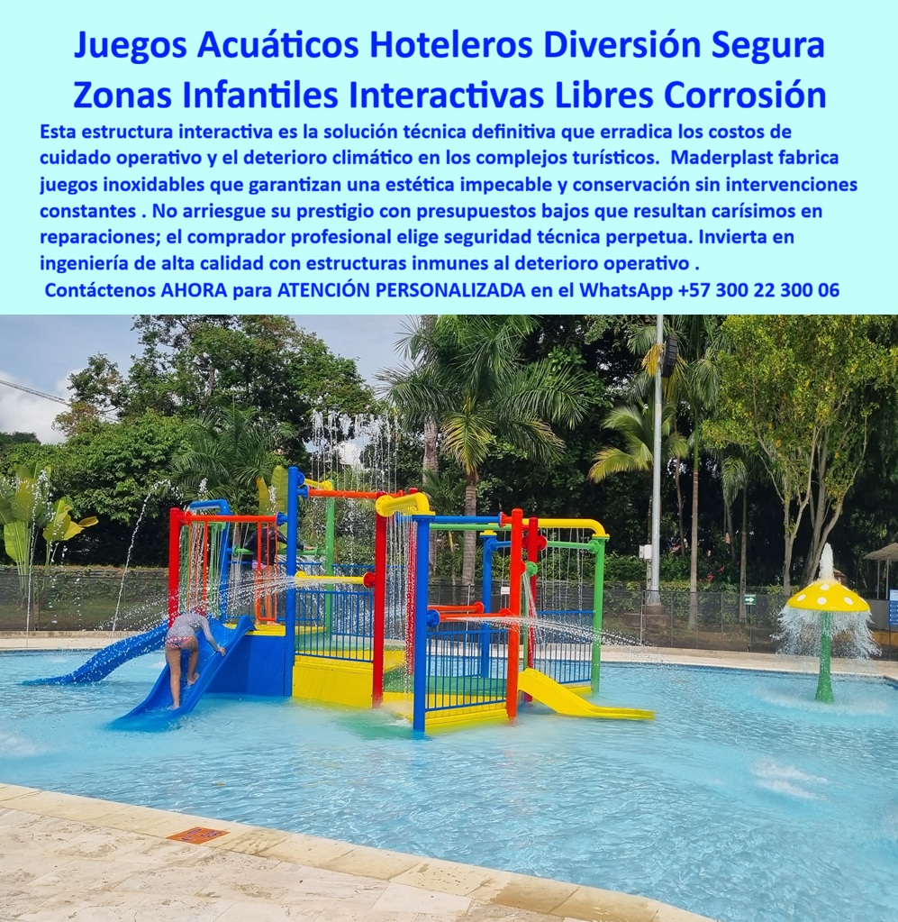 Parques Acuáticos Hoteleros Juegos Acuáticos Infantiles Maderplast Mobiliario acuático evita reemplazos decorando piscinas totalmente duradero Parque infantil piscina resiste clima diseño confiable duradero Parques infantiles creando diversión  Los Parques Acuáticos Hoteleros Juegos Acuáticos Infantiles Maderplast se consolidan como infraestructuras interactivas de alta ingeniería que erradican la corrosión mediante el uso de polímeros industriales de gran resistencia. La realidad operativa en complejos turísticos es absoluta: en la gestión de zonas húmedas lo barato sale carísimo, pues los presupuestos bajos resultan en reparaciones constantes y pérdida de prestigio. Esta estructura interactiva es la solución técnica definitiva que garantiza una estética impecable y conservación perpetua sin intervenciones constantes, integrando colores vibrantes y fuentes tipo hongo en entornos hídricos exigentes.  Ingeniería Recreativa de Alto Rendimiento Financiero y Técnico La viabilidad financiera de este sistema es indiscutible, ya que la inversión en estructuras de alta calidad erradica los presupuestos de reparación que desangran la utilidad a largo plazo. Al elegir parques-acuáticos-infantiles-resistentes-cloro-hoteles, el comprador profesional asegura eficiencia operativa y seguridad técnica perpetua.  Resistencia Química y Climática: El sistema de juegos hidrostáticos se fabrica con materiales plásticos de ingeniería inmunes a la corrosión galvánica y la degradación química por cloro.  Seguridad Certificada: La fabricación técnica asegura bordes pulidos y superficies hidrófugas que resisten la exposición permanente a rayos UV sin requerir pintura ni mantenimientos costosos.  Sostenibilidad y Certificación: Estas soluciones modulares se diseñan con bajas huellas de carbono, siendo ideales para proyectos con certificación LEED que requieran materiales inertes y duraderos.  Diseño Interactivo: La infraestructura hídrica recreativa incluye sistemas de tuberías poliméricas y chorros de agua diseñados para el tránsito peatonal intensivo de niños.  La implementación de juegos-acuáticos-interactivos-sin-mantenimiento-resorts permite a la gerencia técnica olvidarse de los parches de pintura y los recubrimientos tóxicos. Mientras que el metal se degrada y genera riesgos de seguridad, las soluciones en polímeros son inmunes al deterioro climático, eliminando paradas por mantenimiento.  TESTIMONIO DE ÉXITO — DIRECTOR DE INFRAESTRUCTURA, RESORT PLAYA ESMERALDA "El complejo enfrentaba el colapso recurrente de sus zonas infantiles; las estructuras metálicas tradicionales se corrían en menos de dieciocho meses debido a la salinidad y los químicos de la piscina, generando filos peligrosos y riesgos de seguridad para los niños. El presupuesto operativo se agotaba en parches de pintura que no solucionaban el problema de fondo. implementamos los parques acuáticos hoteleros juegos acuáticos infantiles maderplast, instalando una estructura interactiva completa. Esta solución técnica erradicó los costos de cuidado operativo de forma inmediata. el resultado es una seguridad técnica perpetua y una satisfacción total de las familias visitantes".  Esta solución técnica constituye la especificación de ingeniería de precisión que garantiza la compatibilidad estructural absoluta en su proyecto, logrando la permanencia de la obra allí donde el metal siempre falla. La infraestructura capturada en el registro visual imagen 6b1e2a.jpg representa la zapatilla de la Cenicienta para su proyecto recreativo, logrando el milagro de la durabilidad absoluta y la diversión segura. El santo que realiza este milagro es el equipo de ingeniería especializada de Maderplast.  Contact directly the Engineering Department for personalized advice. Eng. Technical Support: (+57) 300 22 300 06.