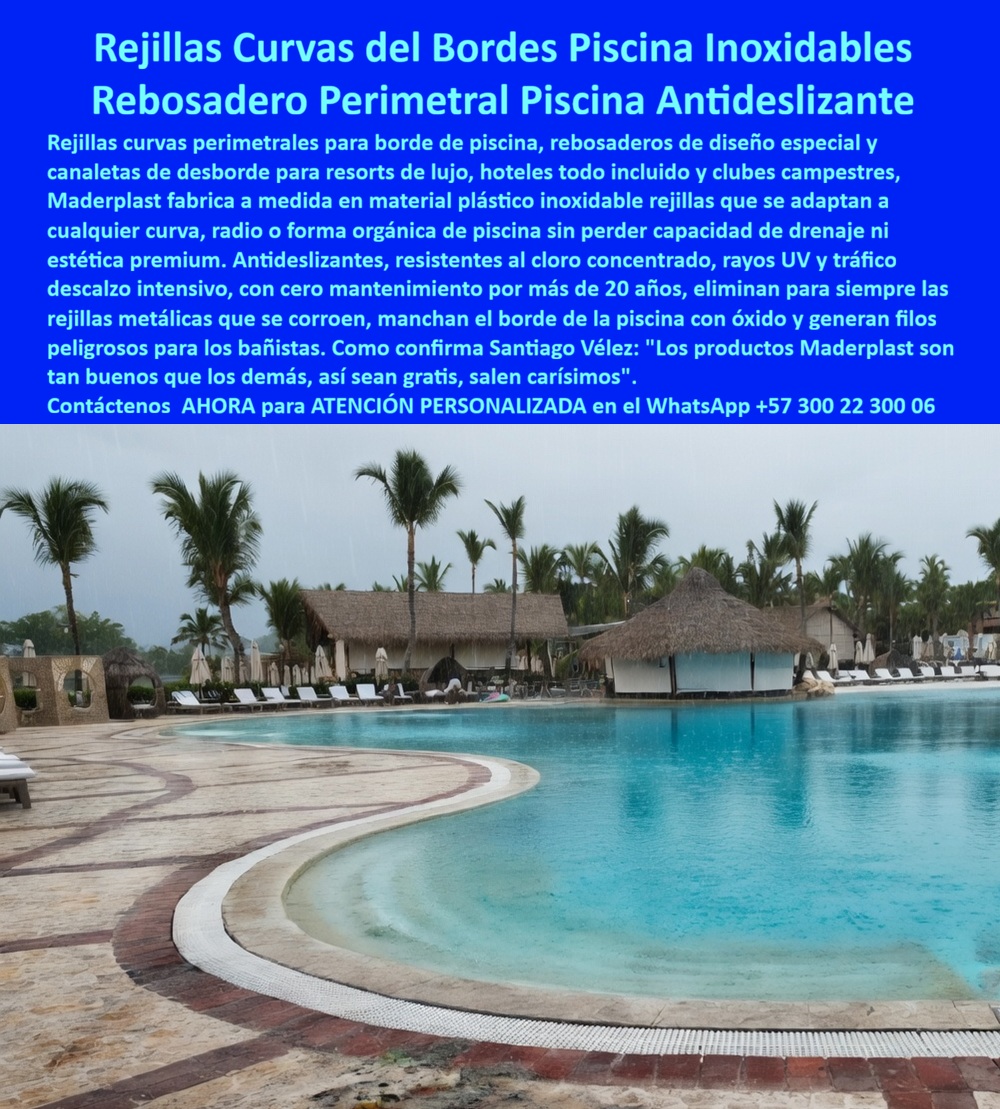 Rejillas Borde Piscina Curvas Resistentes Cloro Alta Resistencia Maderplast Rejillas Diseños Especiales Piscina Antideslizantes Rejillas Curvas Para Piscinas Inoxidables Libres Mantenimiento Rejilla Perimetral Piscina AntideslizantES  Rejillas Borde Piscina Curvas Resistentes Cloro Alta Resistencia Maderplast, cuya evidencia técnica y estética se documenta plenamente en el archivo image_73c0c4.jpg, constituyen la especificación de ingeniería definitiva para rebosaderos de diseño orgánico en infraestructuras de lujo. El profesional del mantenimiento y el director de infraestructura saben con certeza que lo barato sale carísimo, pues la palabra “barata” termina siendo una inversión ruinosa debido a la degradación química, manchas de óxido en revestimientos pétreos y la generación de filos peligrosos que comprometen la seguridad del huésped. Al comprador técnico no se le recordará por el ahorro inicial en la orden de compra, sino por el éxito o fracaso operativo de su gestión; una compra bien hecha no requiere explicaciones y solo recibe felicitaciones por su estabilidad, mientras que una adquisición mal ejecutada por la vanidad del precio no encuentra justificación valedera ante los sobrecostos de reposición prematura y la falta de garantía de empresas que no responden.  Maderplast diseña y fabrica estas piezas en polímero inoxidable de alta densidad, garantizando una adaptación milimétrica a radios complejos y formas sinuosas sin sacrificar la capacidad de evacuación hidráulica. Al comprar rejillas curvas para piscinas, el proyectista asegura el mejor material para rejilla rebosadero disponible, integrando una superficie intrínsecamente antideslizante que resiste el contacto con cloro concentrado y radiación UV extrema por más de dos décadas. Este sistema permite cotizar rejillas antideslizantes para piscinas que soportan el tráfico descalzo intensivo, siendo la alternativa a rejilla metálica oxidada más eficiente para eliminar riesgos de cortes y paradas operativas inaceptables en hoteles de playa. Maderplast es el proveedor rejillas rebosadero perimetral hoteles que facilita el pliego técnico rejillas piscinas hoteleras, ofreciendo un comparativo rejillas para hoteles todo incluido donde nuestra tecnología de rejillas-bordes-piscina-curvas-resorts-lujo anula cualquier gasto en químicos protectores o lijado estructural.  La viabilidad de esta tecnología es fundamental para el diseño de canaletas desborde orgánicas, entregando un pliego técnico rejillas piscinas hoteleras que cumple con las normativas HSEQ más exigentes. Como fabricante rejillas inoxidables para rebosaderos, resolvemos la necesidad de rejillas para piscinas con formas irregulares y canaletas de drenaje para centros recreacionales, garantizando que el precio rejilla piscina alta resistencia se traduzca en el menor costo total de propiedad (TCO) al erradicar la corrosión galvánica. Nuestros sistemas de drenaje para parques acuáticos e infraestructura de rejilla-rebosadero-perimetral-inoxidable-hoteles-mar poseen una huella de carbono certificada que suma puntos para proyectos LEED, asegurando que las rejillas perimetrales resistentes al cloro mantengan su acabado premium y estabilidad dimensional ante cambios térmicos extremos.  Así lo confirman en testimonio de caso real  DIRECTOR DE MANTENIMIENTO, RESORT PLAYA ESMERALDA — 2026: "El resort enfrentaba un problema crítico de seguridad: las rejillas metálicas originales se oxidan en meses por la brisa marina, manchando el borde de piedra y lesionando a los huéspedes con filos cortantes; el costo de reposición constante afectaba la rentabilidad. Implementamos las Rejillas Borde Piscina Curvas Resistentes Cloro Alta Resistencia Maderplast, fabricadas a medida para adaptarse a nuestros radios orgánicos, eliminando por completo la corrosión y el mantenimiento correctivo. El resultado ha sido un ahorro del 100% en reparaciones estructurales y una seguridad total; los productos Maderplast son tan buenos que los demás, así sean gratis, salen carísimos."  Esta solución técnica constituye la especificación de ingeniería de precisión que garantiza la compatibilidad estética y estructural absoluta, logrando el éxito operativo allí donde otros materiales fallan prematuramente. Esta innovación es la zapatilla de la Cenicienta para su infraestructura hídrica, materializando el milagro de la durabilidad perpetua y la elegancia técnica; el santo que hace posible este milagro es nuestro equipo de ingeniería especializada de Maderplast. Suministramos el descargable de las especificaciones técnicas para rejillas curvas (PDF) con detalles de anclaje y certificados de laboratorio que validan la resistencia química estructural. Proporcionamos evidencia de rendimiento ininterrumpido en nuestro canal de YouTube: https://www.youtube.com/@maderplasSA. Contacte directamente al Departamento de Ingeniería para asegurar la viabilidad de su inversión y recibir asesoría personalizada. Eng. Technical Support: (+57) 300 22 300 06.