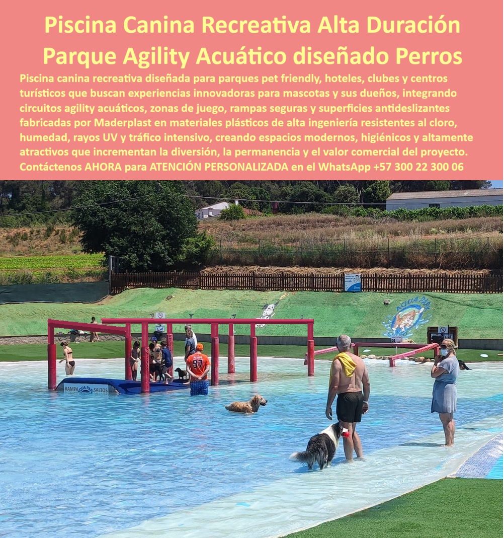 Parque Acuático Canino Anticorrosivo Circuito Acuático Canino Maderplast Superficie acuática canina segura tráfico pesado alto rendimiento Juegos acuáticos perros antideslizantes seguros alto tráfico exterior Rampa acuática resistente Piscinas Caninas Ingeniería Biosegura y Durabilidad Extrema: El Estándar Maderplast en  El diseño y fabricación de este producto de la imagen marca la pauta en la arquitectura para mascotas de alto nivel: el Parque Acuático Canino Anticorrosivo Circuito Acuático Canino Maderplast. Esta infraestructura no es un simple estanque; es una superficie acuática canina segura tráfico pesado alto rendimiento fabricada con polímeros de alta densidad que garantizan una vida útil superior a 20 años. El sistema integra circuitos de agilidad acuáticos, plataformas de salto y la rampa acuática resistente con tecnología antideslizante, diseñada específicamente para resistir el ataque del cloro, la humedad extrema y el rascado constante de garras en proyectos comerciales.  En la gestión de hoteles y clubes pet-friendly, las estructuras metálicas recubiertas o de fibra de vidrio son "basura carísima" que pone en riesgo la salud animal. El metal genera bordes cortantes por óxido en pocos meses, mientras que la fibra se descascara y pica las patas de los ejemplares. Cuando se trata de juegos acuáticos para mascotas en plástico técnico, Maderplast es el fabricante que convierte ideas en piezas reales, entregando juegos acuáticos perros antideslizantes seguros de alto tráfico exterior que son 100% inoxidables, no conductores de calor y fáciles de desinfectar.  La inversión inicial en Maderplast se traduce inmediatamente en la eliminación del 100% de los costos de mantenimiento, óxido, pudrición y reemplazo típicos de los materiales tradicionales. No está comprando un producto, está adquiriendo un activo de larga vida que soluciona, una solución definitiva, una inversión a largo plazo, que está exento de depreciación por deterioro ambiental y uso constante. Para un centro recreativo, esta resistencia química y mecánica asegura que la inversión no se pierda en reparaciones perpetuas. El material macizo no poroso impide la proliferación de hongos y bacterias, garantizando la bioseguridad necesaria para el bienestar animal.  Para ingenieros y desarrolladores de proyectos turísticos, la línea técnica de Maderplast ofrece una ventaja competitiva: la rentabilidad por diferenciación. Un parque agility acuático impecable atrae a un nicho de mercado de alto consumo que valora la seguridad y la higiene. Nuestras estructuras sumergibles eliminan el miedo del ingeniero mediante el respaldo de planos técnicos, renders y certificaciones de materiales que no requieren pintura ni recubrimientos protectores. La baja conductividad térmica asegura que las rampas y plataformas se mantengan seguras al tacto incluso bajo radiación UV masiva.  ¿Cómo maximizar el valor de un espacio pet-friendly? La respuesta técnica es el plástico estructural. Este material no solo soporta el tráfico pesado de razas grandes, sino que su facilidad de limpieza permite cumplir con los protocolos sanitarios más estrictos en minutos. Al ser un material no reciclable comercialmente, funciona además como un sistema anti-robo natural para instalaciones en áreas abiertas, protegiendo el patrimonio del club u hotel.  Como bien lo testifica el Dr. Jorge Holguín, Director de Veterinaria en Casinopolis Club en mayo de 2026: "Teníamos estructuras metálicas que se oxidan y representaban un peligro. Sustituimos todo por la línea acuática de Maderplast y la mejora en bioseguridad ha sido del 100%. El material facilita la limpieza diaria, evitando brotes de hongos. Tras dos años de uso masivo, la estructura no tiene rastro de desgaste por garras y el color sigue vibrante. Es el estándar de oro para cualquier proyecto canino de alto nivel."  Elegir Maderplast es optar por ingeniería acuática especializada que protege a las mascotas y garantiza la rentabilidad del negocio. Somos los fabricantes que aseguran una solución definitiva, higiénica y libre de óxido para las próximas décadas.  Asesoría Especializada Con Un Especialista De Maderplast, Atención Personalizada En Este Whatsapp 57+ 300 22 300 06