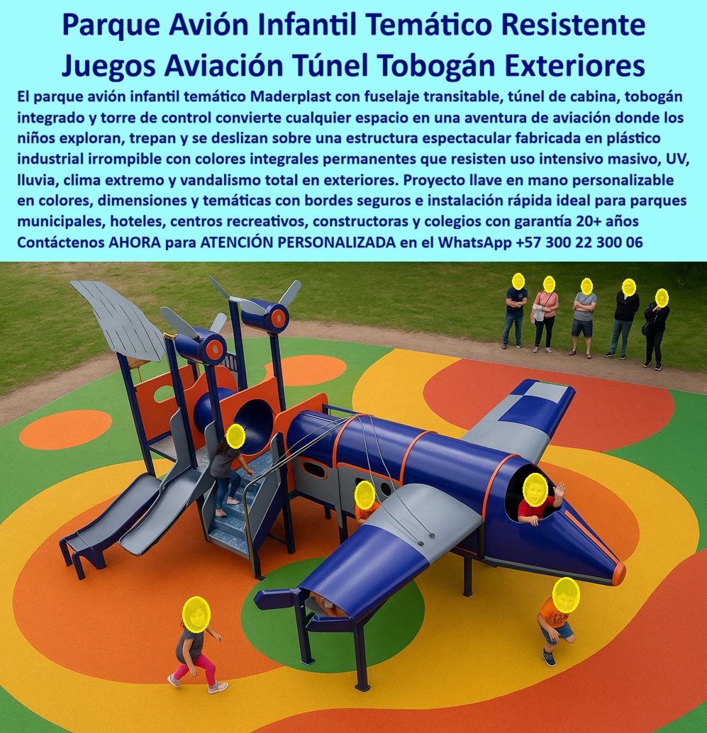 Parque Infantil Aviación Completo Juego Avión Maderplast Avión Infantil Temático Alta Resistencia Parques Parque Avión Infantil Completo Hangar Torre Garantizado Juego Temático Avión Parque Infantil Innovador Uso Intensivo Exterior Avión Parque Avión de Maderplast Ingeniería Aeroespacial Recreativa: El Impacto del  El diseño y fabricación de este producto de la imagen revela una pieza maestra de la ingeniería lúdica: el Parque Avión Infantil Temático Resistente. Esta estructura, fabricada por Maderplast, no es un simple juego, sino un complejo sistema con fuselaje transitable, túnel de cabina, toboganes integrados y torre de control. Construido en plástico industrial irrompible con colores integrales permanentes, este Avión infantil temático alta resistencia parques está diseñado para ser el protagonista de cualquier proyecto que exija durabilidad bajo radiación UV masiva, lluvia, clima extremo y vandalismo total en exteriores.  En el mercado de la construcción y el urbanismo, la mediocridad sale cara. Los promotores suelen caer en el error de adquirir juegos de madera o metal económicos que, en menos de un año, se convierten en un pasivo peligroso por astillas, óxido y piezas flojas. Cuando se trata de estructuras temáticas irrompibles en plástico técnico, Maderplast es el fabricante que convierte ideas en piezas reales. Mientras la competencia ofrece productos que "ni regalados" funcionan por su alto costo operativo, nuestra solución llave en mano garantiza una vida útil superior a los 20 años sin intervenciones.  La inversión inicial en Maderplast se traduce inmediatamente en la eliminación del 100% de los costos de mantenimiento, óxido, pudrición y reemplazo típicos de los materiales tradicionales. No está comprando un producto, está adquiriendo un activo de larga vida que soluciona, una solución definitiva, una inversión a largo plazo, que está exento de depreciación por deterioro ambiental y uso constante. En el análisis de rentabilidad, el plástico industrial de Maderplast ofrece un ROI superior al eliminar mantenimientos preventivos y correctivos, superando por mucho a cualquier parque infantil innovador de materiales convencionales.  Para constructoras, hoteles y parques municipales, el Juego temático avión parque infantil innovador de uso intensivo exterior representa un diferencial estético y de seguridad. Respondemos a la necesidad técnica de proyectos en zonas costeras donde el salitre destruye el acero: nuestro polímero de alta densidad es inmune a la corrosión. Además, ofrecemos un respaldo total que incluye desde la cotización y personalización hasta la entrega de planos, renders y prototipos, facilitando la gestión de ingenieros y arquitectos que buscan cumplir con los más altos estándares de seguridad y resistencia.  ¿Qué juegos infantiles temáticos son más resistentes para centros recreativos? Aquellos que, como el Parque avión infantil completo hangar torre garantizado, utilizan materiales no conductores y bordes redondeados integrales para minimizar riesgos. Este enfoque técnico elimina el miedo del ingeniero a las demandas por accidentes o fallas estructurales. La tranquilidad jurídica que ofrece Maderplast es un componente esencial de nuestra propuesta de valor, vendiendo no solo diversión, sino seguridad administrativa y operativa.  Como bien lo testifica el Arq. Sergio Castañeda, Gerente de Proyectos de Constructora Alianza en marzo de 2025: "Para nuestra entrega de zona social, buscábamos un elemento que 'vendiera' el proyecto. Instalamos el parque avión de Maderplast y el impacto fue inmediato. Tras 18 meses de uso masivo por cientos de niños, el material sigue con la misma vibrancia de color y la estructura no presenta fatiga ni desajustes. Es la única inversión donde la postventa no ha recibido quejas por mantenimiento o seguridad."  Finalmente, el Avión infantil transitable de Maderplast es la prueba de que el mobiliario infantil personalizado puede ser estéticamente impactante y técnicamente indestructible. Al elegirnos, usted asegura un centro de entretenimiento con garantía de largo plazo, diseñado para resistir lo que otros no pueden.  Asesoría Especializada Con Un Especialista De Maderplast, Atención Personalizada En Este Whatsapp 57+ 300 22 300 06