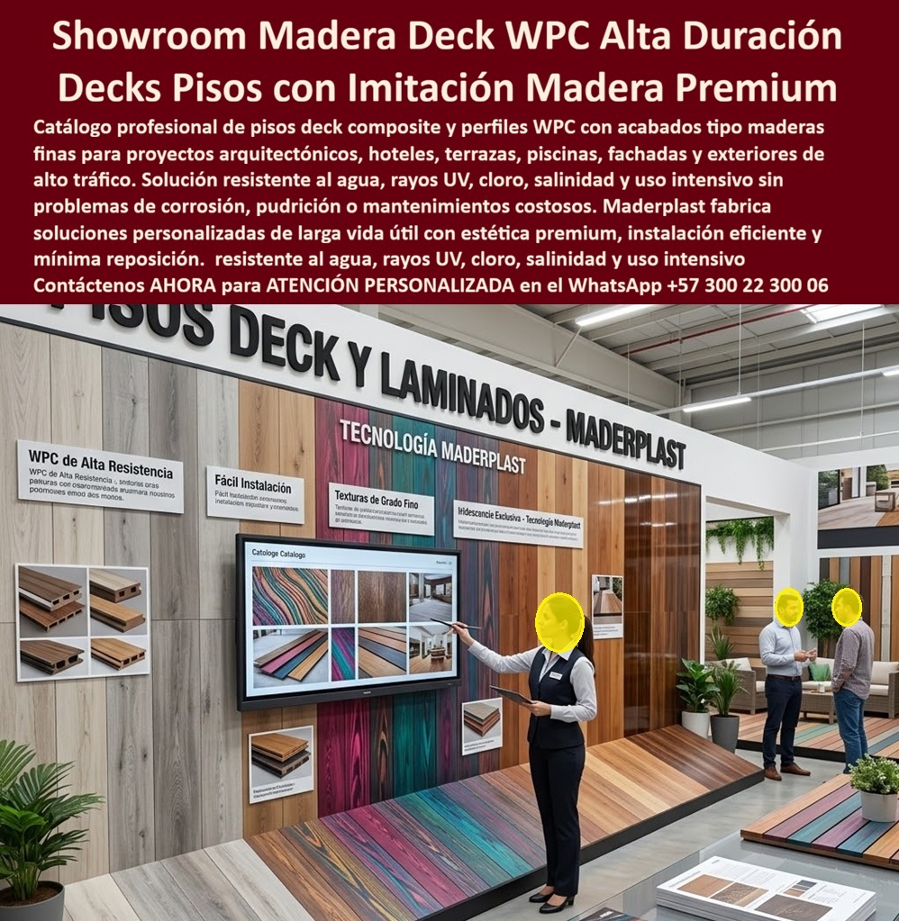 Catálogo Perfiles Plásticos Imitación Maderas Finas Texturas Maderplast - Pisos Deck De Lujo Sin Mantenimiento Listos Instalar, Pisos Deck Composite Acabado Realista Premium, Sala Ventas Perfiles WPC Resistentes Cloro Exterior, Showroom PP Catálogo Perfiles Plásticos Imitación Maderas Finas Texturas Maderplast Pisos Deck De Lujo Sin Mantenimiento Listos Instalar Pisos Deck Composite Acabado Realista Premium Sala Ventas Perfiles WPC Resistentes Cloro Exterior Showroom PP