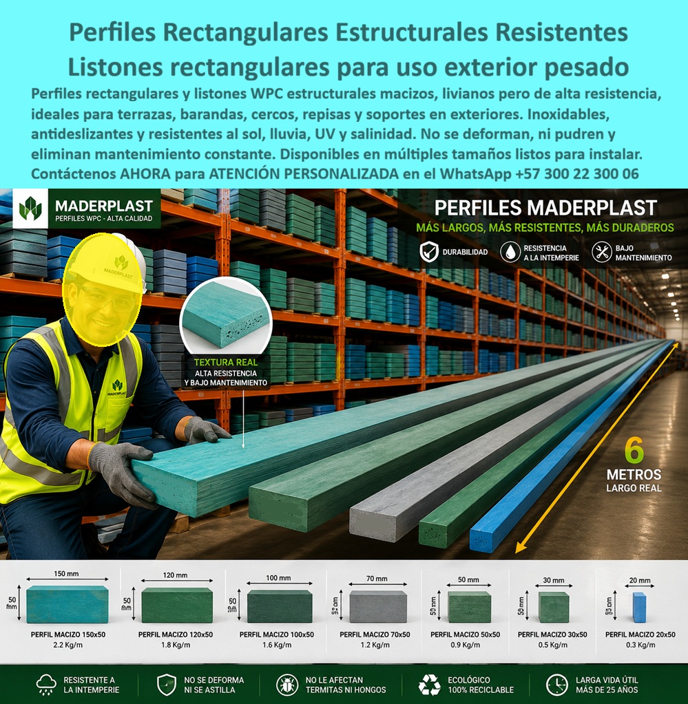 Perfiles Rectangulares WPC Estructurales Inoxidables Perfilería Maderplast - Listones Tipo Repisa Para Terrazas Resistentes 00 Perfiles Rectangulares WPC Estructurales Inoxidables Perfilería Maderplast Listones Tipo Repisa Para Terrazas Resistentes 00