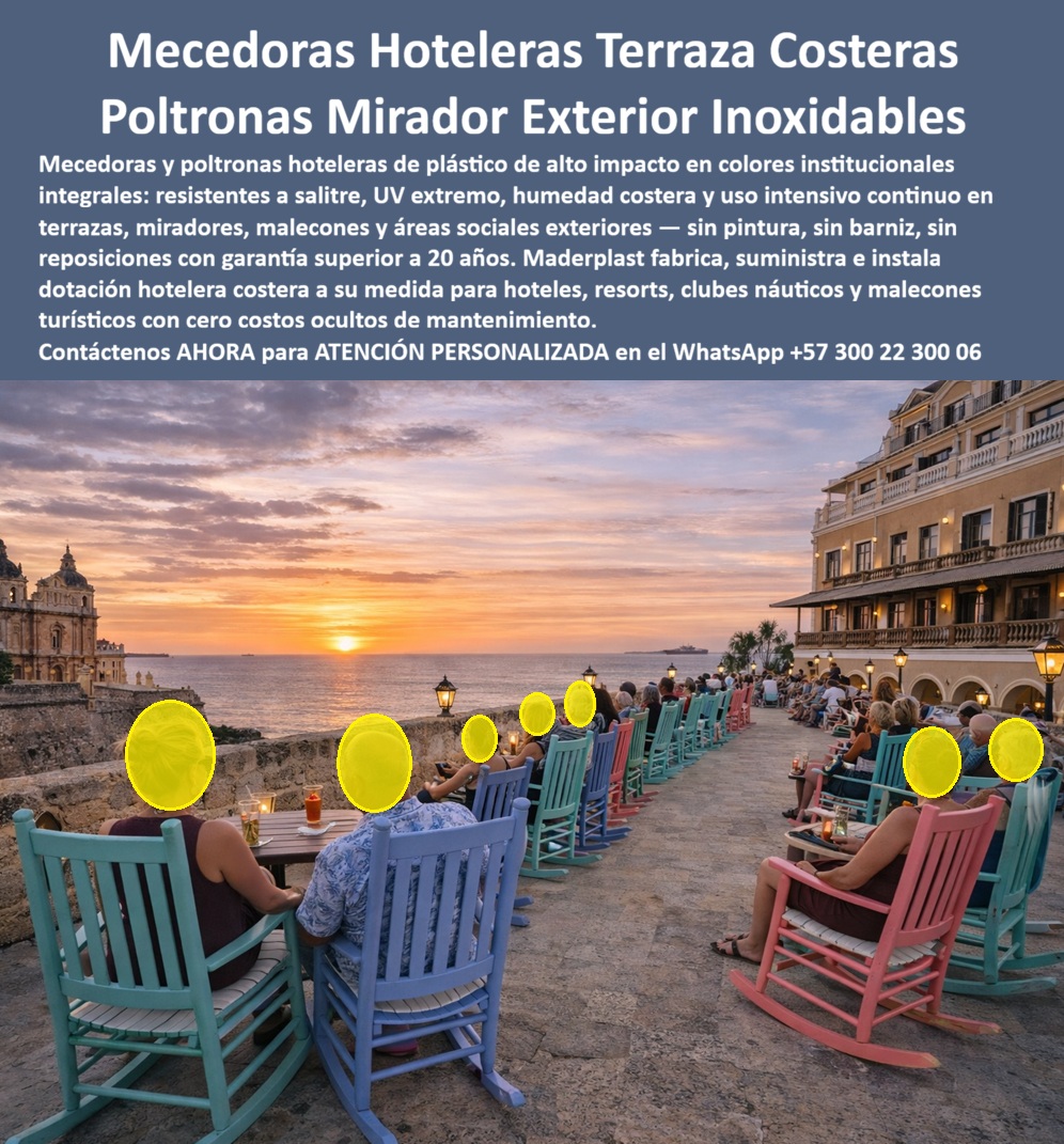 Asientos Mecedores Terrazas Miradores Y Malecones Hoteleros Maderplast MECEDORAS Y POLTRONAS HOTELERAS PARA TERRAZAS COSTERAS: EL MOBILIARIO QUE CONVIERTE UN ATARDECER EN UNA EXPERIENCIA QUE SE REPITE Existe un tipo de imagen que ningún departamento de marketing hotelero puede comprar con presupuesto publicitario: decenas de huéspedes sentados en mecedoras de colores vibrantes, frente al mar, viendo caer el sol sobre el horizonte, sin moverse, sin querer irse. Esa imagen vale más que cualquier campaña digital porque es auténtica, es repetible todas las noches y se viraliza sola en las redes sociales de los propios huéspedes. Las mecedoras hoteleras para terraza costera y mirador exterior fabricadas por Maderplast en polímero técnico de alto impacto son exactamente el mobiliario que hace posible esa escena, noche tras noche, temporada tras temporada, durante más de dos décadas sin una sola intervención de mantenimiento. La imagen es elocuente con la precisión que solo tiene la realidad instalada: una fila extensa de mecedoras y poltronas en colores institucionales integrales —turquesa, azul cielo, rosa coral, verde menta— dispuestas sobre la terraza pétrea de un hotel colonial frente al mar, bajo un atardecer espectacular. Cada silla muestra acabado uniforme, color homogéneo sin descascarado ni decoloración visible, estructura sólida que soporta el peso del huésped en posición reclinada sin flexión perceptible, y patas con contacto estable sobre el piso irregular de piedra. Eso no es casualidad estética: es el resultado directo de fabricar con polímero de color integral resistente a UV extremo, salinidad marina y humedad costera permanente. El material no necesita pintura porque el color es el material. No necesita barniz porque la superficie no es porosa. No necesita tratamiento anticorrosivo porque no contiene metal estructural expuesto al ambiente. No necesita reposición porque no se pudre, no se astilla y no se fractura bajo uso continuo intensivo. El director de operaciones de un resort costero que ha gestionado mobiliario de terraza en madera pintada conoce el ciclo con exactitud frustrante: primera temporada impecable, segunda temporada con pintura descascarada en los brazos y las patas, tercera temporada con piezas estructurales agrietadas por la combinación de sol y humedad salina, cuarta temporada con reposición parcial que nunca consigue igualar exactamente el tono del lote original, quinta temporada con una terraza que parece diez años más vieja que el resto del establecimiento. Ese ciclo tiene un costo económico medible y un costo de imagen inconmensurable: las fotos que los huéspedes publican de una terraza deteriorada destruyen en segundos lo que años de inversión construyeron. Las poltronas exteriores inoxidables para hotel y mirador turístico de Maderplast cortan ese ciclo en la raíz porque el deterioro sencillamente no ocurre. La gama cromática disponible no es una concesión decorativa: es una herramienta de identidad de marca. Los hoteles que definen sus colores institucionales y los trasladan al mobiliario de sus terrazas crean un sello visual reconocible que aparece en cada fotografía que un huésped comparte. Maderplast fabrica las mecedoras para malecón y área social exterior en el color exacto que el proyecto requiere, con acabado mate o semimate, superficies pulidas sin rebabas y geometría replicable con consistencia industrial en series de cualquier volumen. Un pedido de 80 mecedoras llega con la misma uniformidad de color y dimensión que un pedido de 8, porque el proceso de fabricación por extrusión e inyección de polímero técnico garantiza tolerancias controladas en cada pieza. Para el formulador de presupuesto que construye el análisis de costo total de propiedad, los números favorecen a Maderplast con una diferencia que no admite debate: cero gasto en pintura anual, cero gasto en tratamiento superficial, cero gasto en reposición estructural, cero horas-hombre de mantenimiento preventivo, cero piezas dañadas por vandalismo con valor de reventa —el polímero técnico no tiene mercado de reciclaje informal, lo que lo convierte en mobiliario naturalmente antivandálico—. El único costo real es el de adquisición, y ese costo se amortiza en el primer año y medio de operación frente a cualquier alternativa en madera, metal pintado o ratán sintético de baja densidad. Las sillas mecedoras de exterior para terrazas costeras de alta durabilidad que produce Maderplast se entregan listas para instalar, sin ensamblaje complejo, con capacidad de carga estructural verificada, compatibles con cualquier tipo de piso exterior y diseñadas para permanecer en el ambiente las 24 horas sin requerir cubierta ni almacenamiento nocturno. Fabricación a medida, suministro en series, entrega en proyectos hoteleros nacionales e internacionales, acompañamiento técnico y fichas técnicas certificadas disponibles de inmediato. El mobiliario que llena las terrazas de sus competidores se deteriora. El suyo, con Maderplast, se convierte en el motivo por el que los huéspedes regresan. Asesoría Especializada con un Especialista de Maderplast — Atención Personalizada en este WhatsApp: +57 300 22 300 06 Poltronas Exterior Hoteles Miradores Y Áreas Sociales Mecedoras De Miradores Fuertes Listas Instalar Poltronas Terrazas Costeras De Alta Durabilidad Sillas Mecedora Asientos Mecedores Terrazas Miradores Y Malecones Hoteleros Maderplast Poltronas Exterior Hoteles Miradores Y Áreas Sociales Mecedoras De Miradores Fuertes Listas Instalar Poltronas Terrazas Costeras De Alta Durabilidad Sillas Mecedora MECEDORAS Y POLTRONAS HOTELERAS PARA TERRAZAS COSTERAS: EL MOBILIARIO QUE CONVIERTE UN ATARDECER EN UNA EXPERIENCIA QUE SE REPITE Existe un tipo de imagen que ningún departamento de marketing hotelero puede comprar con presupuesto publicitario: decenas de huéspedes sentados en mecedoras de colores vibrantes, frente al mar, viendo caer el sol sobre el horizonte, sin moverse, sin querer irse. Esa imagen vale más que cualquier campaña digital porque es auténtica, es repetible todas las noches y se viraliza sola en las redes sociales de los propios huéspedes. Las mecedoras hoteleras para terraza costera y mirador exterior fabricadas por Maderplast en polímero técnico de alto impacto son exactamente el mobiliario que hace posible esa escena, noche tras noche, temporada tras temporada, durante más de dos décadas sin una sola intervención de mantenimiento. La imagen es elocuente con la precisión que solo tiene la realidad instalada: una fila extensa de mecedoras y poltronas en colores institucionales integrales —turquesa, azul cielo, rosa coral, verde menta— dispuestas sobre la terraza pétrea de un hotel colonial frente al mar, bajo un atardecer espectacular. Cada silla muestra acabado uniforme, color homogéneo sin descascarado ni decoloración visible, estructura sólida que soporta el peso del huésped en posición reclinada sin flexión perceptible, y patas con contacto estable sobre el piso irregular de piedra. Eso no es casualidad estética: es el resultado directo de fabricar con polímero de color integral resistente a UV extremo, salinidad marina y humedad costera permanente. El material no necesita pintura porque el color es el material. No necesita barniz porque la superficie no es porosa. No necesita tratamiento anticorrosivo porque no contiene metal estructural expuesto al ambiente. No necesita reposición porque no se pudre, no se astilla y no se fractura bajo uso continuo intensivo. El director de operaciones de un resort costero que ha gestionado mobiliario de terraza en madera pintada conoce el ciclo con exactitud frustrante: primera temporada impecable, segunda temporada con pintura descascarada en los brazos y las patas, tercera temporada con piezas estructurales agrietadas por la combinación de sol y humedad salina, cuarta temporada con reposición parcial que nunca consigue igualar exactamente el tono del lote original, quinta temporada con una terraza que parece diez años más vieja que el resto del establecimiento. Ese ciclo tiene un costo económico medible y un costo de imagen inconmensurable: las fotos que los huéspedes publican de una terraza deteriorada destruyen en segundos lo que años de inversión construyeron. Las poltronas exteriores inoxidables para hotel y mirador turístico de Maderplast cortan ese ciclo en la raíz porque el deterioro sencillamente no ocurre. La gama cromática disponible no es una concesión decorativa: es una herramienta de identidad de marca. Los hoteles que definen sus colores institucionales y los trasladan al mobiliario de sus terrazas crean un sello visual reconocible que aparece en cada fotografía que un huésped comparte. Maderplast fabrica las mecedoras para malecón y área social exterior en el color exacto que el proyecto requiere, con acabado mate o semimate, superficies pulidas sin rebabas y geometría replicable con consistencia industrial en series de cualquier volumen. Un pedido de 80 mecedoras llega con la misma uniformidad de color y dimensión que un pedido de 8, porque el proceso de fabricación por extrusión e inyección de polímero técnico garantiza tolerancias controladas en cada pieza. Para el formulador de presupuesto que construye el análisis de costo total de propiedad, los números favorecen a Maderplast con una diferencia que no admite debate: cero gasto en pintura anual, cero gasto en tratamiento superficial, cero gasto en reposición estructural, cero horas-hombre de mantenimiento preventivo, cero piezas dañadas por vandalismo con valor de reventa —el polímero técnico no tiene mercado de reciclaje informal, lo que lo convierte en mobiliario naturalmente antivandálico—. El único costo real es el de adquisición, y ese costo se amortiza en el primer año y medio de operación frente a cualquier alternativa en madera, metal pintado o ratán sintético de baja densidad. Las sillas mecedoras de exterior para terrazas costeras de alta durabilidad que produce Maderplast se entregan listas para instalar, sin ensamblaje complejo, con capacidad de carga estructural verificada, compatibles con cualquier tipo de piso exterior y diseñadas para permanecer en el ambiente las 24 horas sin requerir cubierta ni almacenamiento nocturno. Fabricación a medida, suministro en series, entrega en proyectos hoteleros nacionales e internacionales, acompañamiento técnico y fichas técnicas certificadas disponibles de inmediato. El mobiliario que llena las terrazas de sus competidores se deteriora. El suyo, con Maderplast, se convierte en el motivo por el que los huéspedes regresan. Asesoría Especializada con un Especialista de Maderplast — Atención Personalizada en este WhatsApp: +57 300 22 300 06