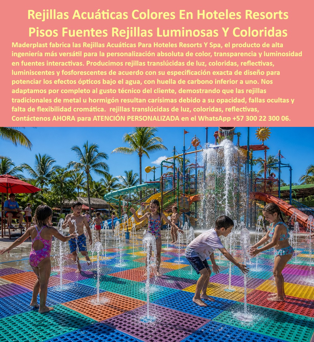 Rejillas Filtrantes Parques Acuáticos Piso Fuentes Interactivas Maderplast - Rejillas Filtrantes Para Parques Acuáticos y Fuentes Interactivas Fabricadas Por Maderplast Que Transforman El Agua En Un Espectáculo De Color, Seguridad y Diversión Las rejillas filtrantes para parques acuáticos, fuentes interactivas, zonas splash, senderos de agua, plazas húmedas y espacios recreativos fabricadas por Maderplast fueron desarrolladas para proyectos que buscan mucho más que un simple sistema de drenaje. Estas rejillas convierten el piso acuático en un elemento arquitectónico protagonista, capaz de aportar color, iluminación, seguridad y experiencias memorables para visitantes de todas las edades. Maderplast fabrica rejillas acústicas personalizadas para hoteles, resorts, parques temáticos, clubes recreativos, centros vacacionales, cajas de compensación, municipios y proyectos turísticos que desean diferenciarse mediante espacios interactivos visualmente impactantes. Cada sistema puede producirse en múltiples colores, combinaciones cromáticas, acabados translúcidos, efectos luminosos, superficies reflectivas, materiales luminiscentes o configuraciones especiales diseñadas para integrarse con sistemas de iluminación LED y espectáculos de agua. Además de su impacto visual, estas rejillas ofrecen excelente capacidad de drenaje, superficie antideslizante, resistencia al cloro, rayos UV, humedad permanente y tránsito peatonal intensivo. No se oxidan, no se corroen, no se astillan y conservan su apariencia incluso bajo exposición continua al agua y al sol. Esto las convierte en una solución ideal para zonas donde miles de usuarios circulan diariamente y donde la seguridad debe mantenerse sin afectar la estética del proyecto. Las rejillas acuáticas Maderplast permiten desarrollar senderos interactivos, plazas de agua, juegos infantiles, fuentes danzantes, parques de chorros, espacios temáticos y zonas recreativas que generan experiencias altamente compatibles en redes sociales, aumentando el atractivo turístico y la permanencia de los visitantes dentro de las instalaciones. Un caso de éxito se presentó en un complejo recreativo familiar que buscaba renovar su zona splash para incrementar la interacción de los niños y mejorar la imagen del parque. Después de instalar las rejillas filtrantes de colores fabricadas por Maderplast, el área se convirtió en uno de los espacios más visitados y fotografiados del establecimiento. La administración destacó que el nuevo diseño mejoró significativamente la experiencia de los usuarios mientras reducía las necesidades de mantenimiento asociadas a materiales convencionales. Según el director operativo del proyecto: "Necesitábamos una solución que fuera segura para los niños, resistente al uso intensivo y visualmente espectacular. Las rejillas fabricadas por Maderplast transformaron completamente la zona interactiva. Los colores siguen conservando su atractivo, el drenaje funciona perfectamente y hoy es uno de los espacios favoritos de nuestros visitantes." Por esta razón, arquitectos paisajistas, diseñadores de parques acuáticos, operadores turísticos, administradores hoteleros e ingenieros especializados encuentran en Maderplast una solución que combina funcionalidad hidráulica, seguridad peatonal y alto impacto visual en un mismo producto. Cuando el objetivo es crear espacios acuáticos memorables que atraigan visitantes y fortalezcan la imagen del proyecto, las rejillas filtrantes personalizadas fabricadas por Maderplast representan una alternativa de alto valor y larga duración. Contáctenos AHORA para la ATENCIÓN PERSONALIZADA de Maderplast en el WhatsApp +57 300 22 300 06. Rejillas Acuáticas Para Hoteles Resorts Y Spa, Rejillas Acuáticas Decorativas Sendero Hotel Lujo Antideslizante Libre Corrosión, Rejillas Para Parques Acuáticos AA Rejillas Filtrantes Parques Acuáticos Piso Fuentes Interactivas Maderplast Rejillas Acuáticas Para Hoteles Resorts Y Spa Rejillas Acuáticas Decorativas Sendero Hotel Lujo Antideslizante Libre Corrosión Rejillas Para Parques Acuáticos AA Rejillas Filtrantes Para Parques Acuáticos y Fuentes Interactivas Fabricadas Por Maderplast Que Transforman El Agua En Un Espectáculo De Color, Seguridad y Diversión Las rejillas filtrantes para parques acuáticos, fuentes interactivas, zonas splash, senderos de agua, plazas húmedas y espacios recreativos fabricadas por Maderplast fueron desarrolladas para proyectos que buscan mucho más que un simple sistema de drenaje. Estas rejillas convierten el piso acuático en un elemento arquitectónico protagonista, capaz de aportar color, iluminación, seguridad y experiencias memorables para visitantes de todas las edades. Maderplast fabrica rejillas acústicas personalizadas para hoteles, resorts, parques temáticos, clubes recreativos, centros vacacionales, cajas de compensación, municipios y proyectos turísticos que desean diferenciarse mediante espacios interactivos visualmente impactantes. Cada sistema puede producirse en múltiples colores, combinaciones cromáticas, acabados translúcidos, efectos luminosos, superficies reflectivas, materiales luminiscentes o configuraciones especiales diseñadas para integrarse con sistemas de iluminación LED y espectáculos de agua. Además de su impacto visual, estas rejillas ofrecen excelente capacidad de drenaje, superficie antideslizante, resistencia al cloro, rayos UV, humedad permanente y tránsito peatonal intensivo. No se oxidan, no se corroen, no se astillan y conservan su apariencia incluso bajo exposición continua al agua y al sol. Esto las convierte en una solución ideal para zonas donde miles de usuarios circulan diariamente y donde la seguridad debe mantenerse sin afectar la estética del proyecto. Las rejillas acuáticas Maderplast permiten desarrollar senderos interactivos, plazas de agua, juegos infantiles, fuentes danzantes, parques de chorros, espacios temáticos y zonas recreativas que generan experiencias altamente compatibles en redes sociales, aumentando el atractivo turístico y la permanencia de los visitantes dentro de las instalaciones. Un caso de éxito se presentó en un complejo recreativo familiar que buscaba renovar su zona splash para incrementar la interacción de los niños y mejorar la imagen del parque. Después de instalar las rejillas filtrantes de colores fabricadas por Maderplast, el área se convirtió en uno de los espacios más visitados y fotografiados del establecimiento. La administración destacó que el nuevo diseño mejoró significativamente la experiencia de los usuarios mientras reducía las necesidades de mantenimiento asociadas a materiales convencionales. Según el director operativo del proyecto: "Necesitábamos una solución que fuera segura para los niños, resistente al uso intensivo y visualmente espectacular. Las rejillas fabricadas por Maderplast transformaron completamente la zona interactiva. Los colores siguen conservando su atractivo, el drenaje funciona perfectamente y hoy es uno de los espacios favoritos de nuestros visitantes." Por esta razón, arquitectos paisajistas, diseñadores de parques acuáticos, operadores turísticos, administradores hoteleros e ingenieros especializados encuentran en Maderplast una solución que combina funcionalidad hidráulica, seguridad peatonal y alto impacto visual en un mismo producto. Cuando el objetivo es crear espacios acuáticos memorables que atraigan visitantes y fortalezcan la imagen del proyecto, las rejillas filtrantes personalizadas fabricadas por Maderplast representan una alternativa de alto valor y larga duración. Contáctenos AHORA para la ATENCIÓN PERSONALIZADA de Maderplast en el WhatsApp +57 300 22 300 06.